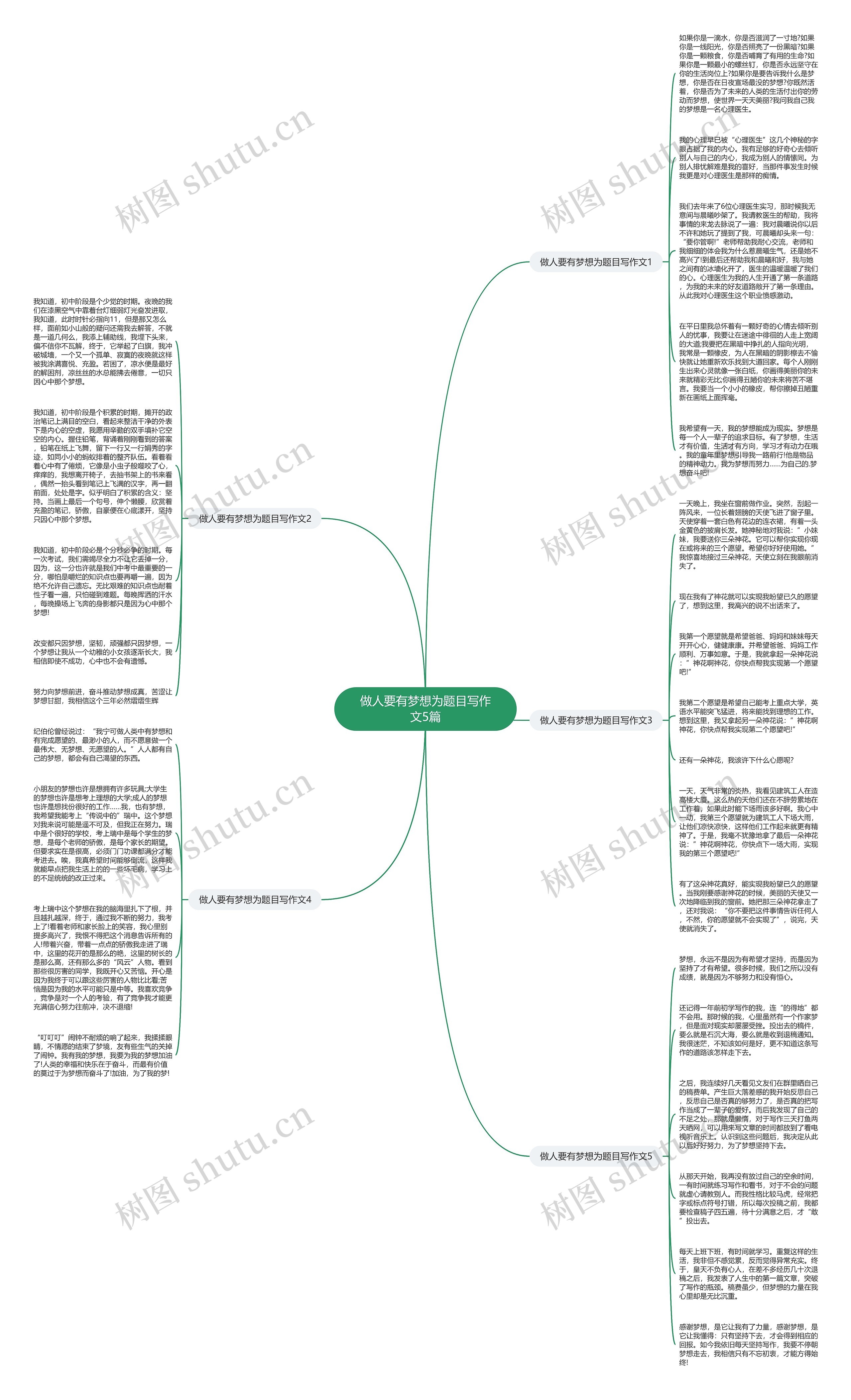 做人要有梦想为题目写作文5篇思维导图