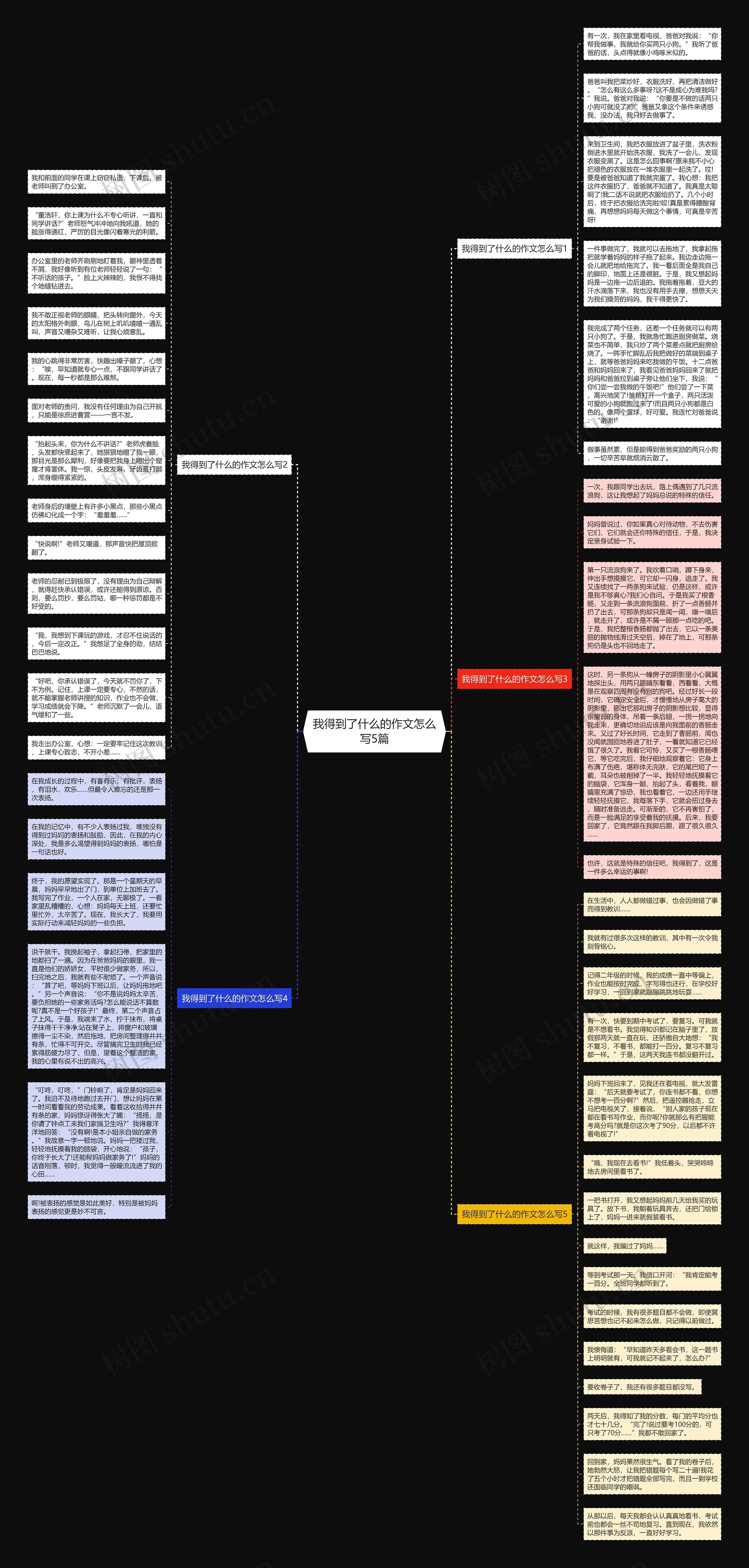我得到了什么的作文怎么写5篇思维导图