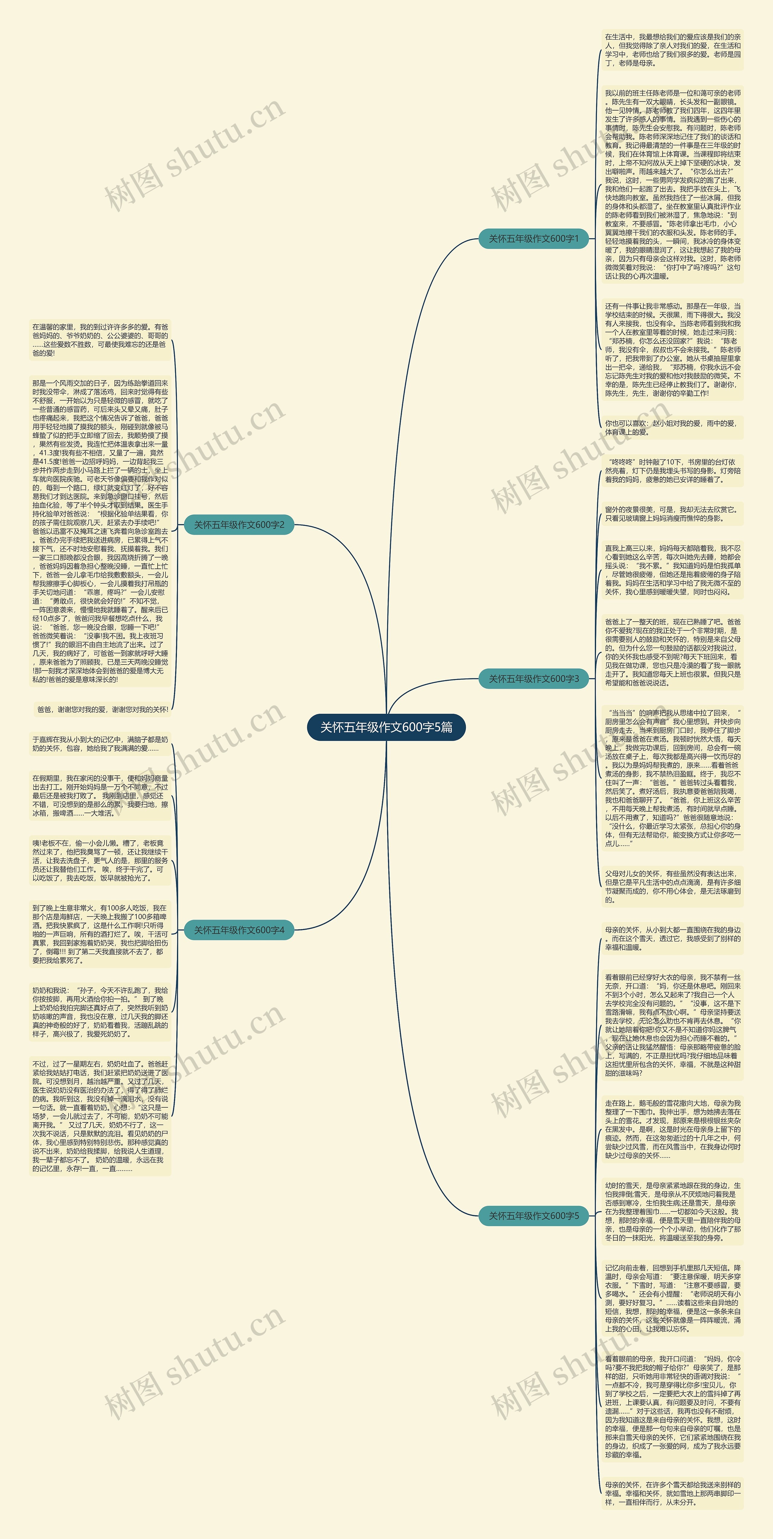 关怀五年级作文600字5篇思维导图