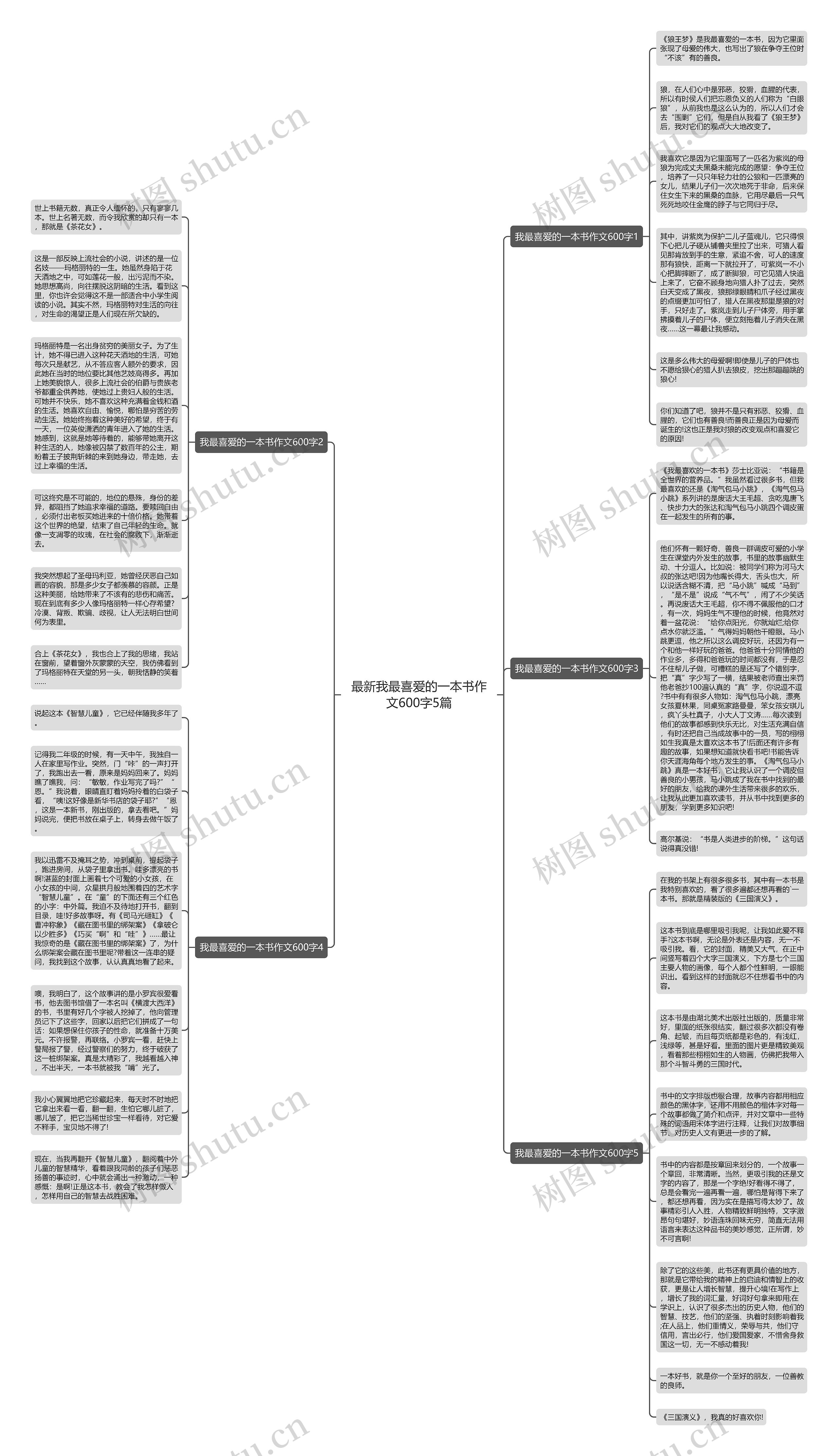 最新我最喜爱的一本书作文600字5篇思维导图