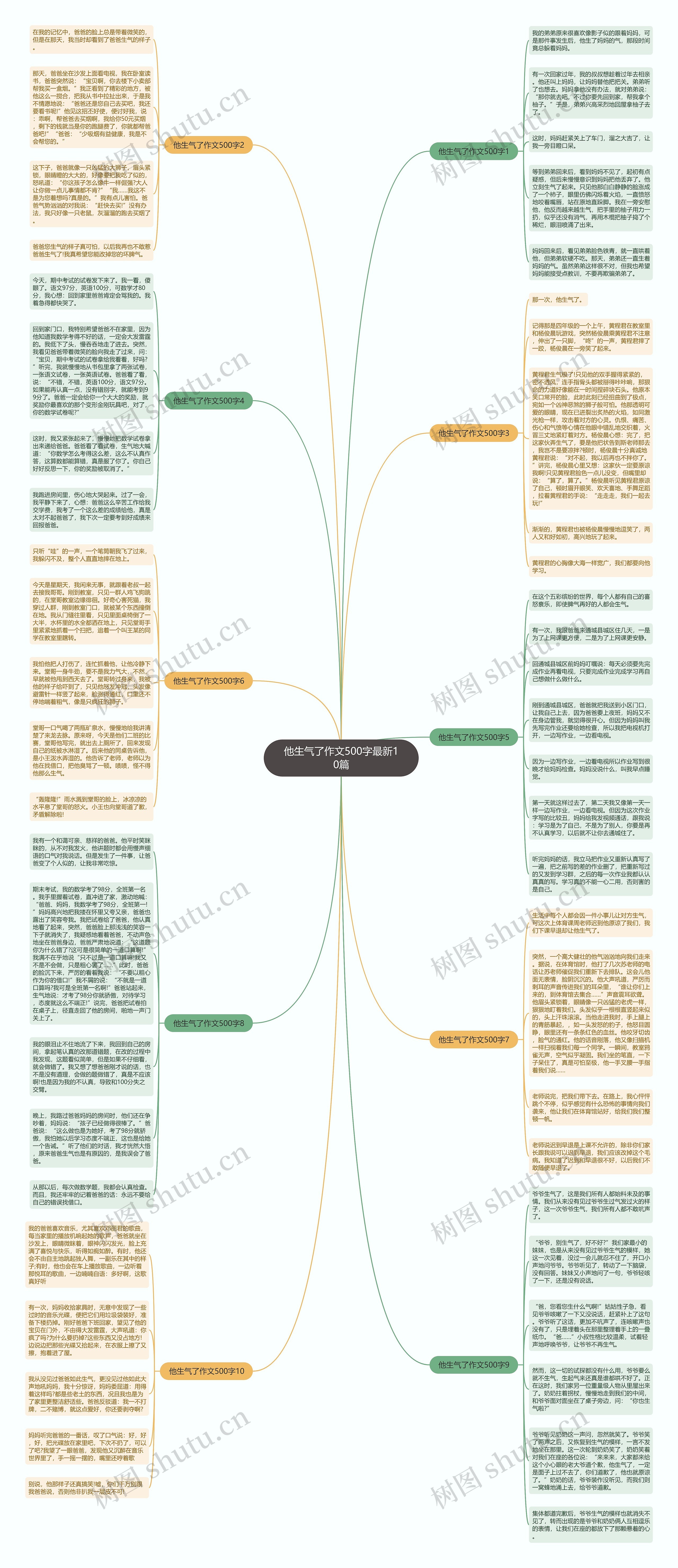 他生气了作文500字最新10篇思维导图