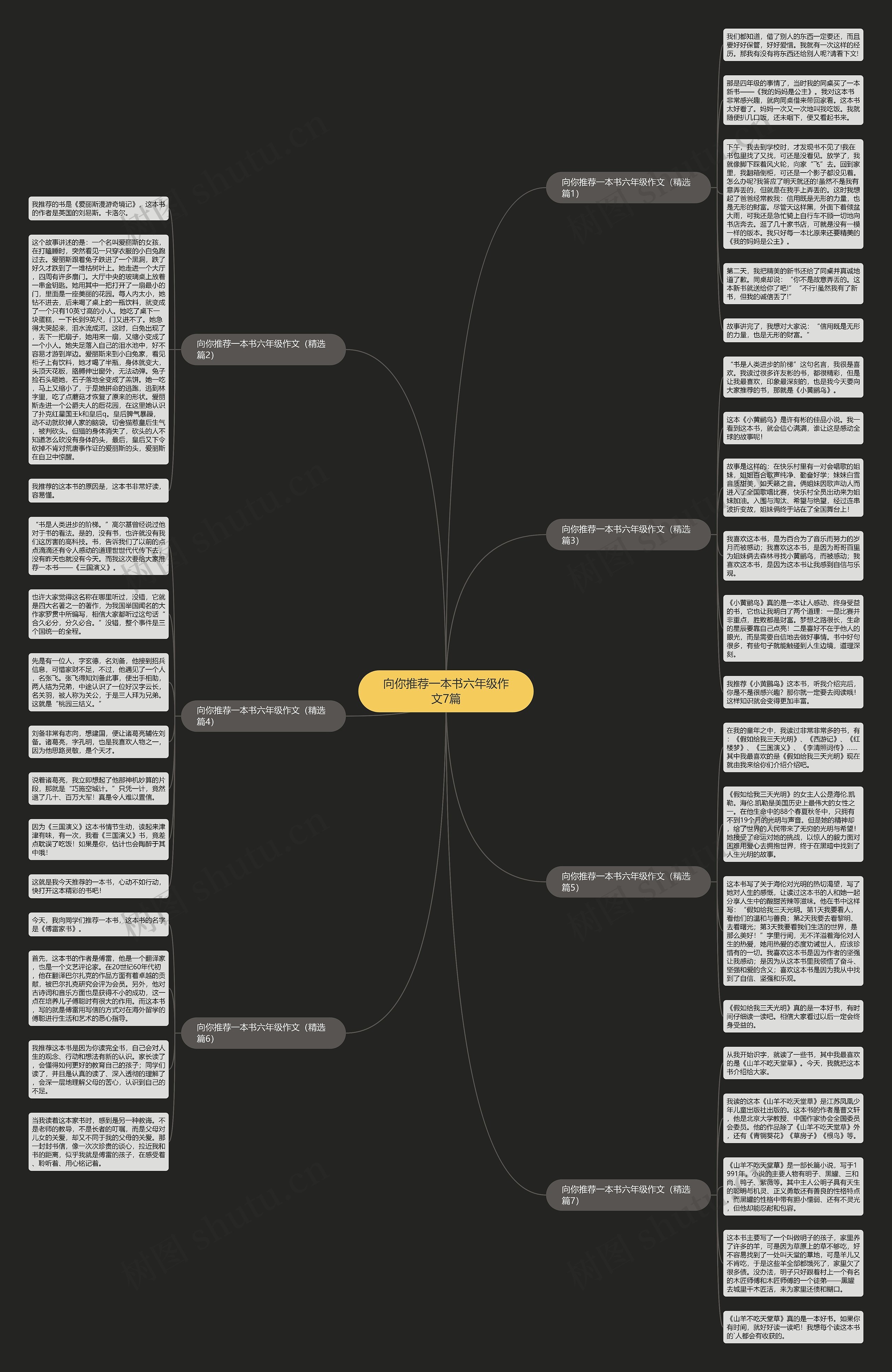 向你推荐一本书六年级作文7篇思维导图