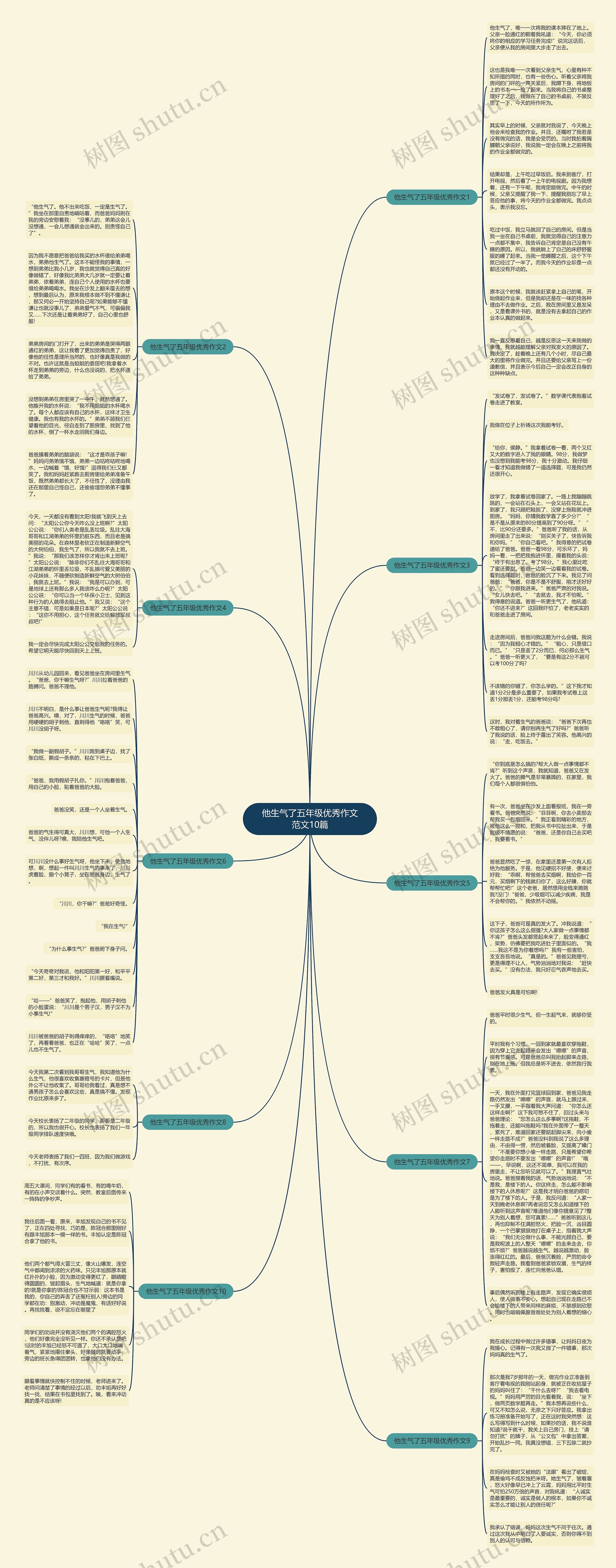他生气了五年级优秀作文范文10篇思维导图