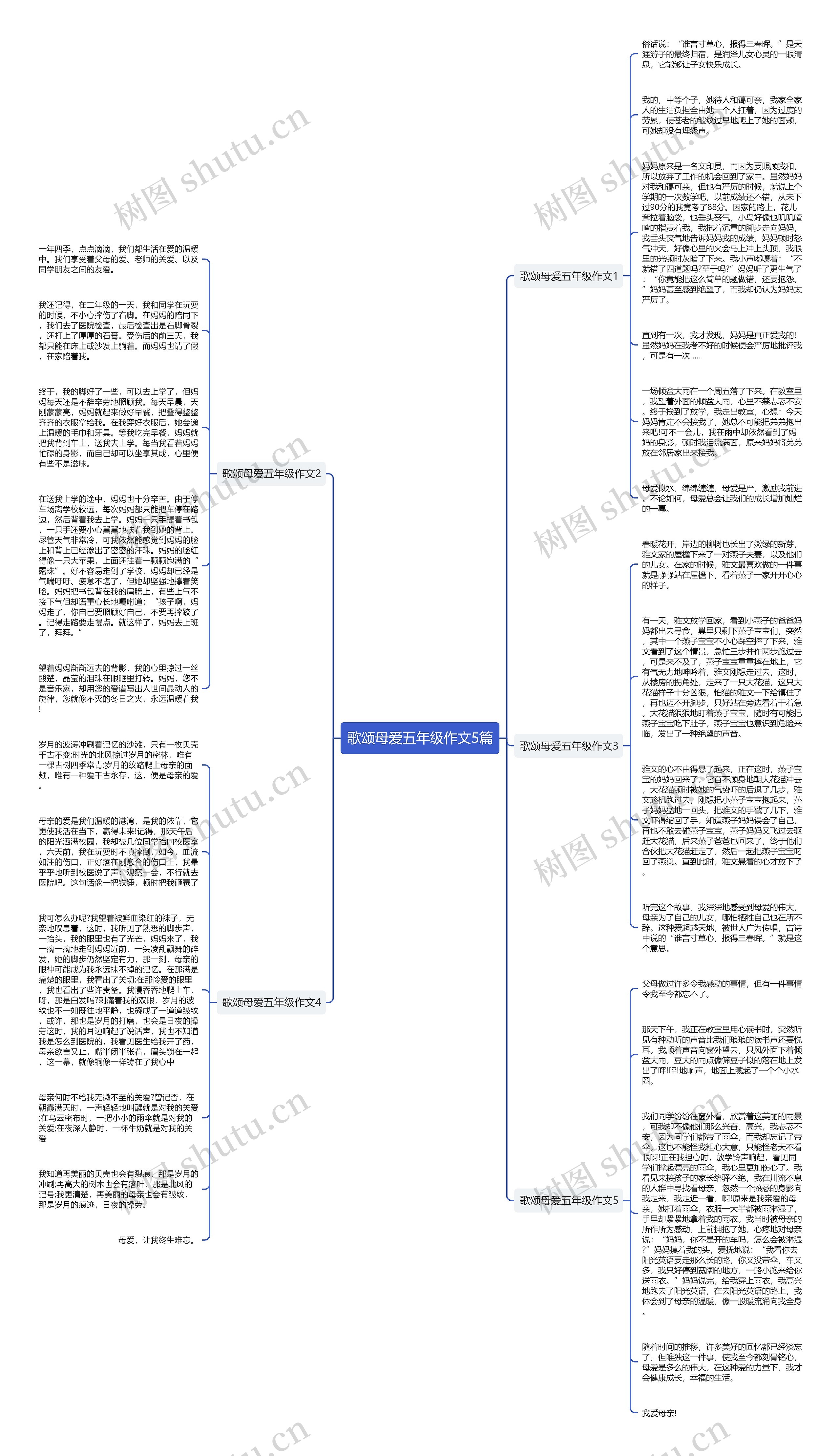 歌颂母爱五年级作文5篇思维导图