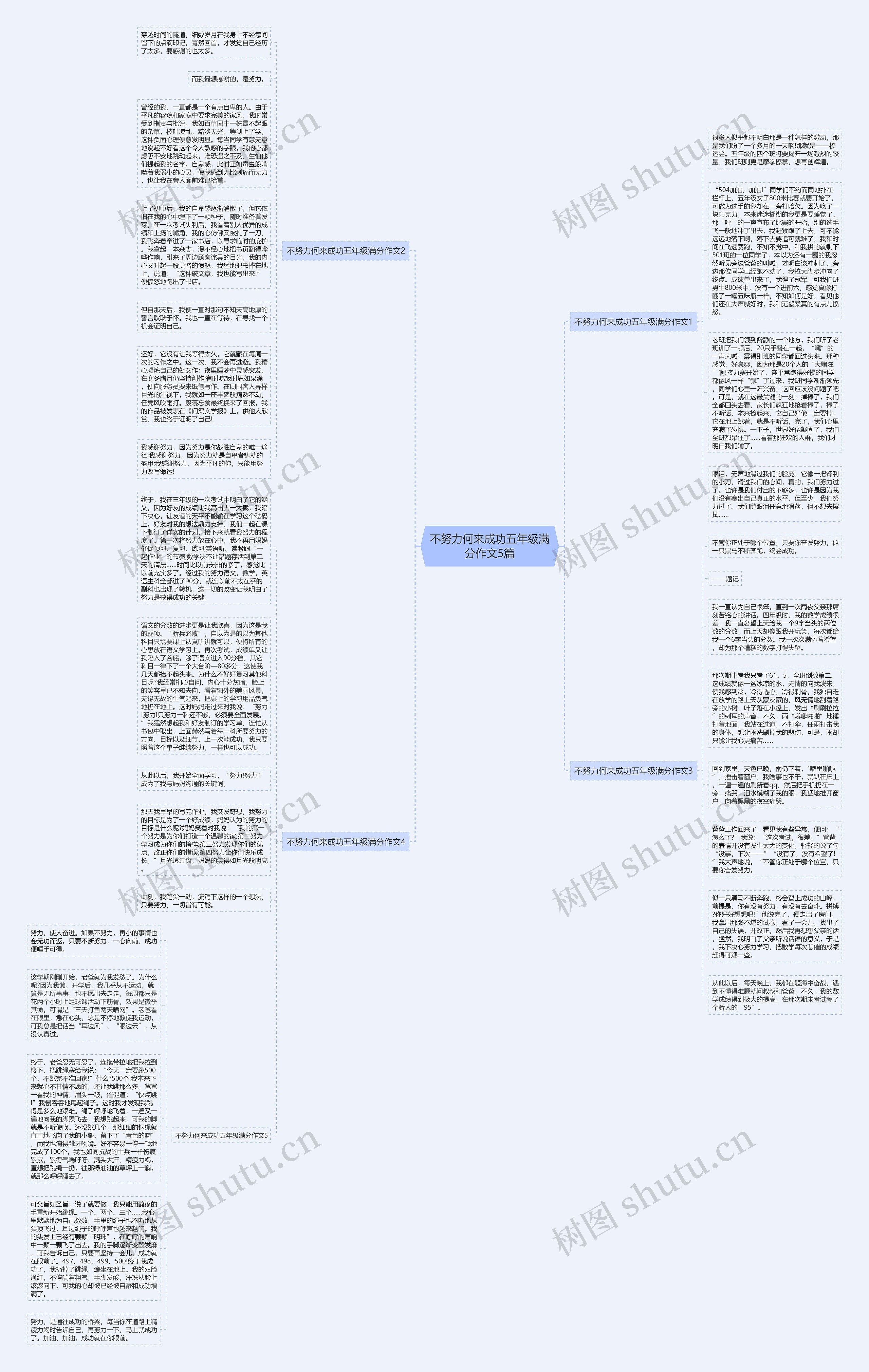 不努力何来成功五年级满分作文5篇思维导图