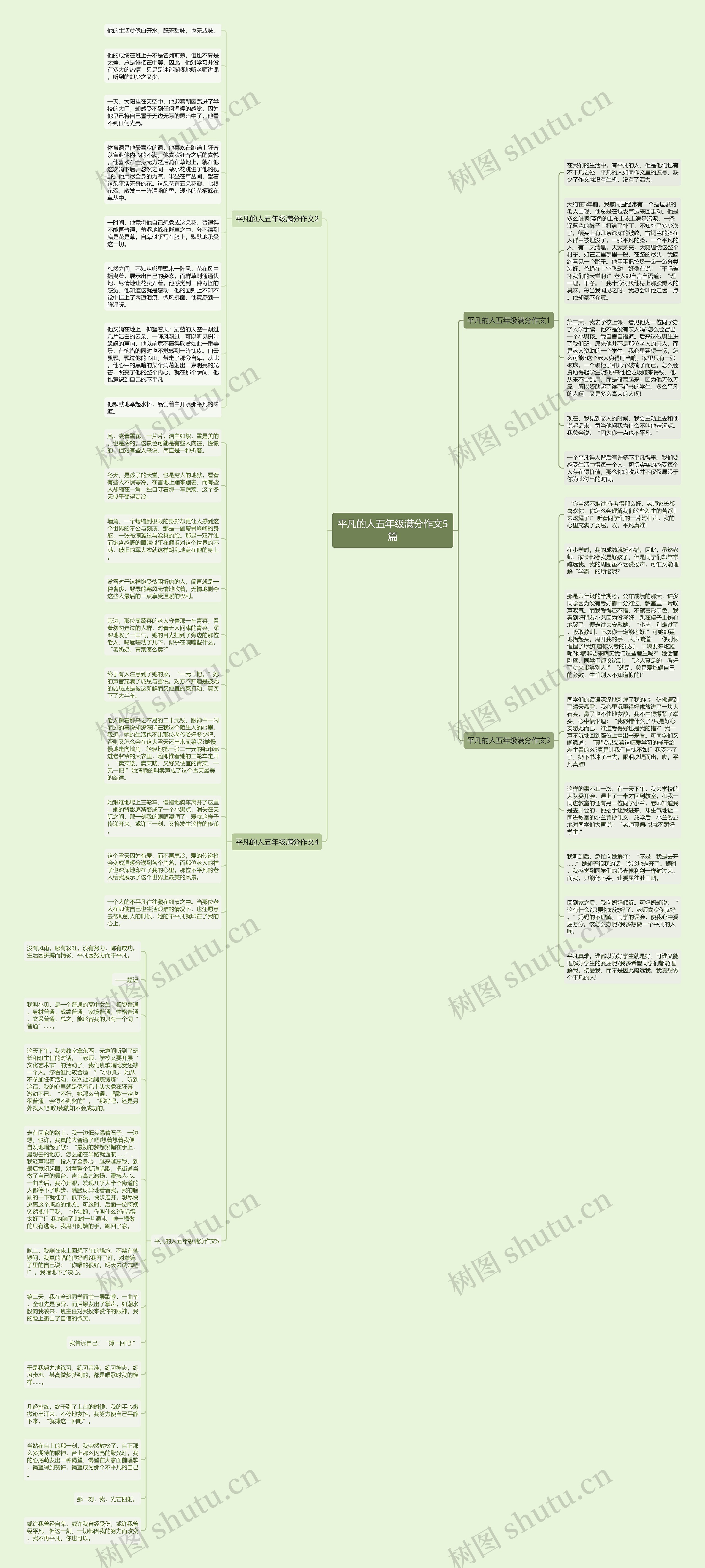 平凡的人五年级满分作文5篇思维导图