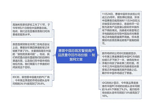 惠普中国总裁发誓提高产品质量夺回市场份额  - 制慧网文章 