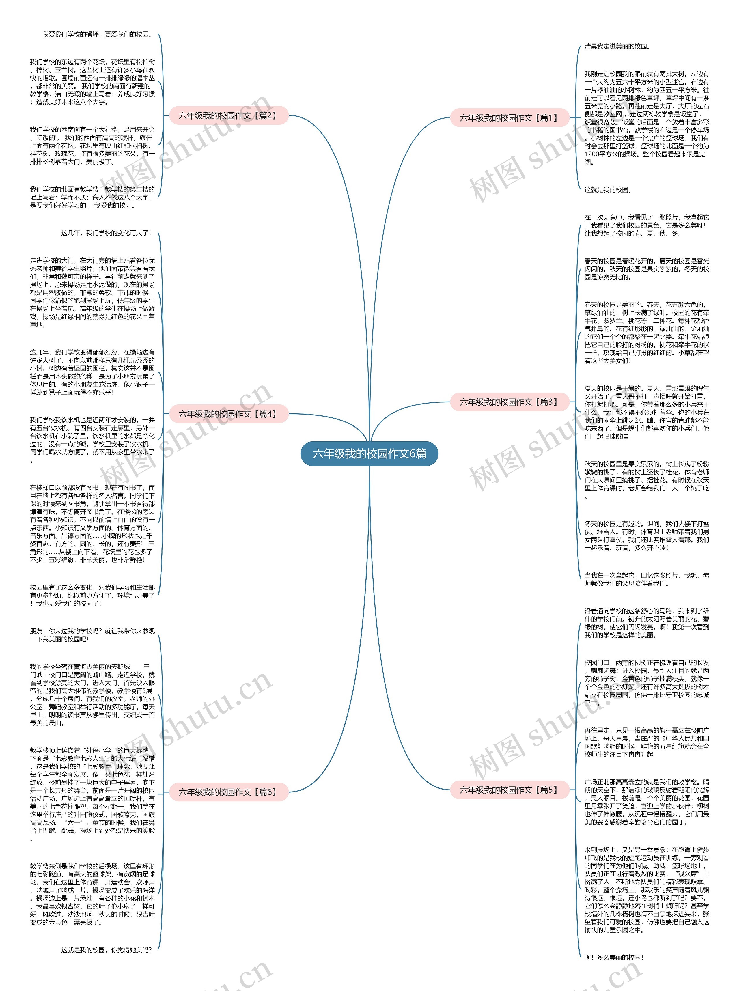 六年级我的校园作文6篇思维导图