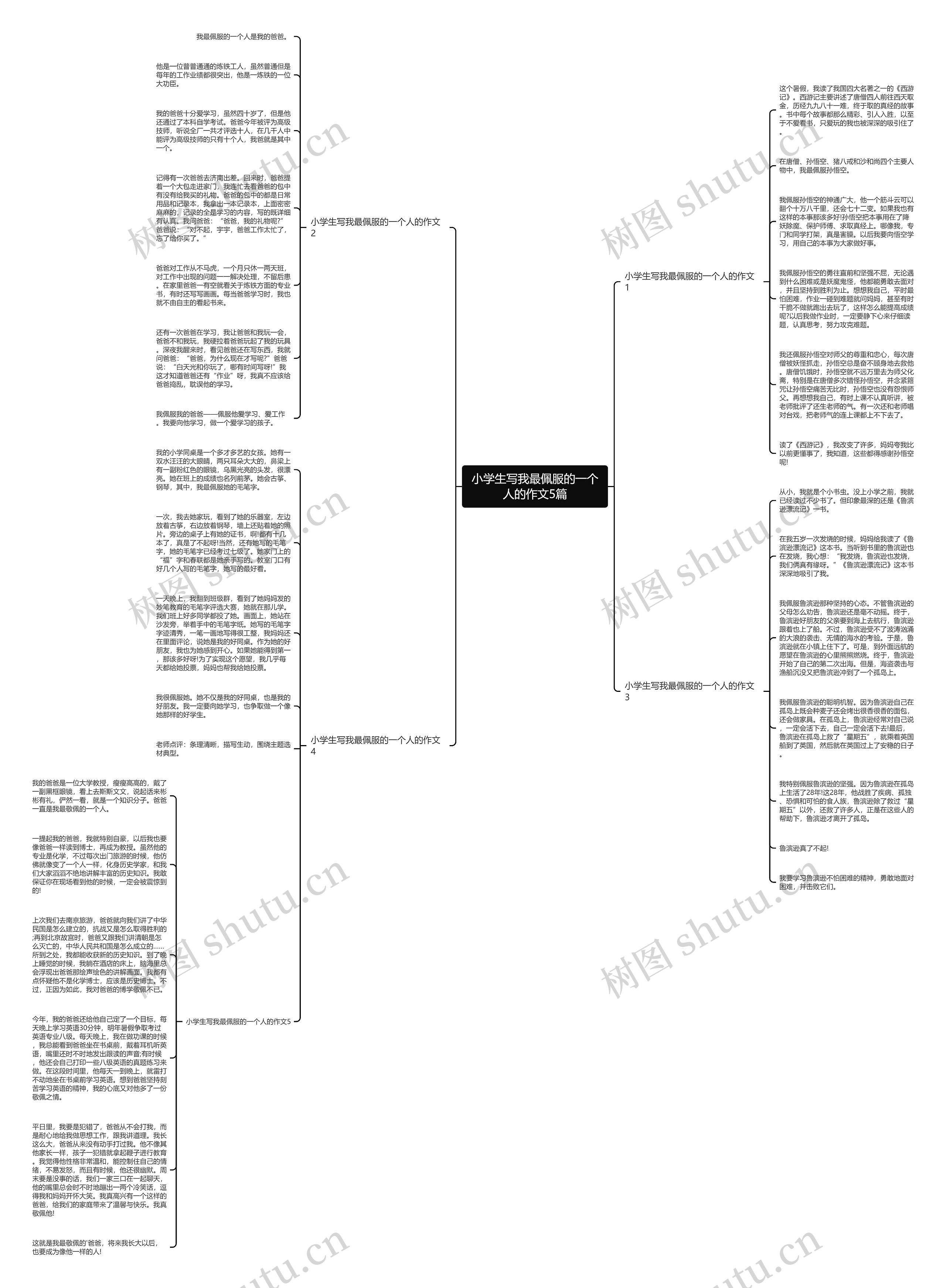 小学生写我最佩服的一个人的作文5篇思维导图