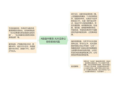 A股盘中暴涨 光大证券公告称系统问题 