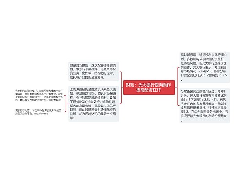 财新：光大银行逆向操作 提高配资杠杆 