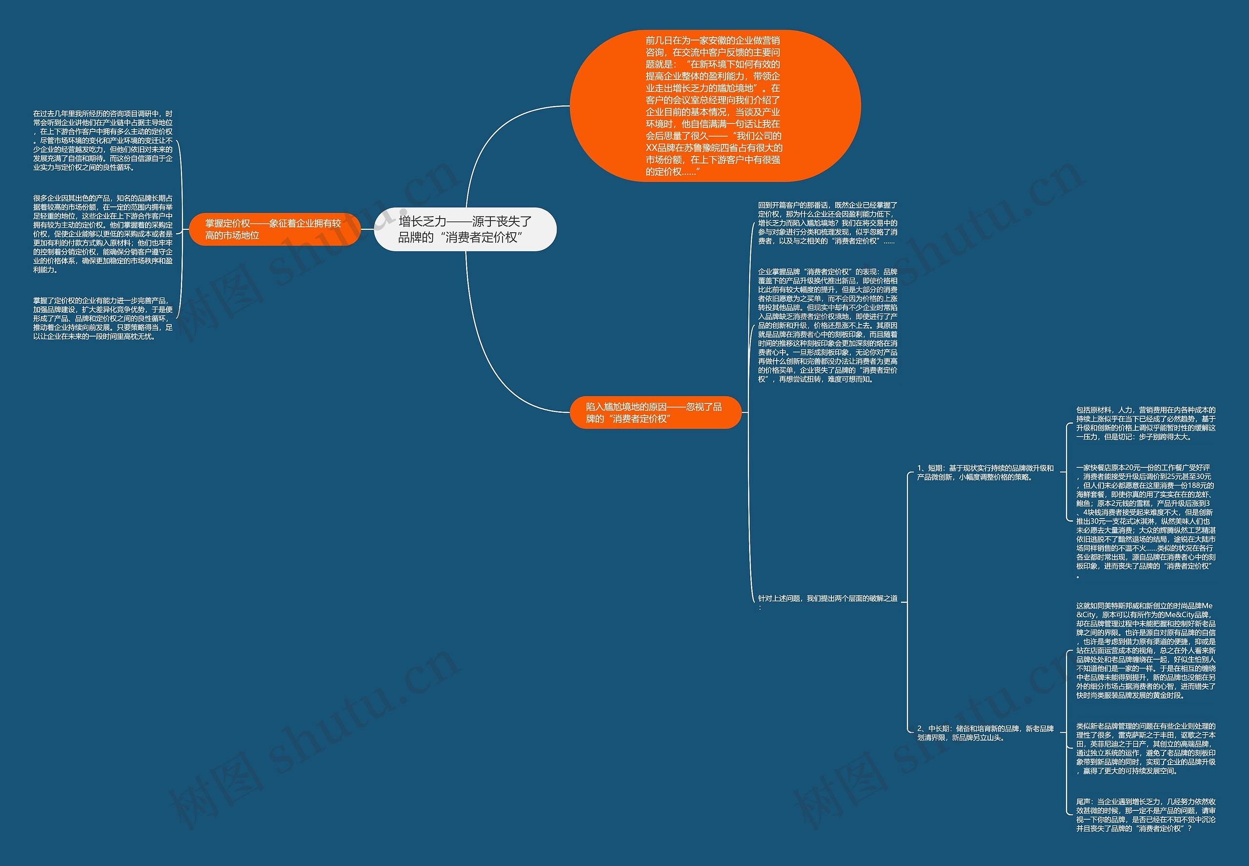 增长乏力——源于丧失了品牌的“消费者定价权” 思维导图
