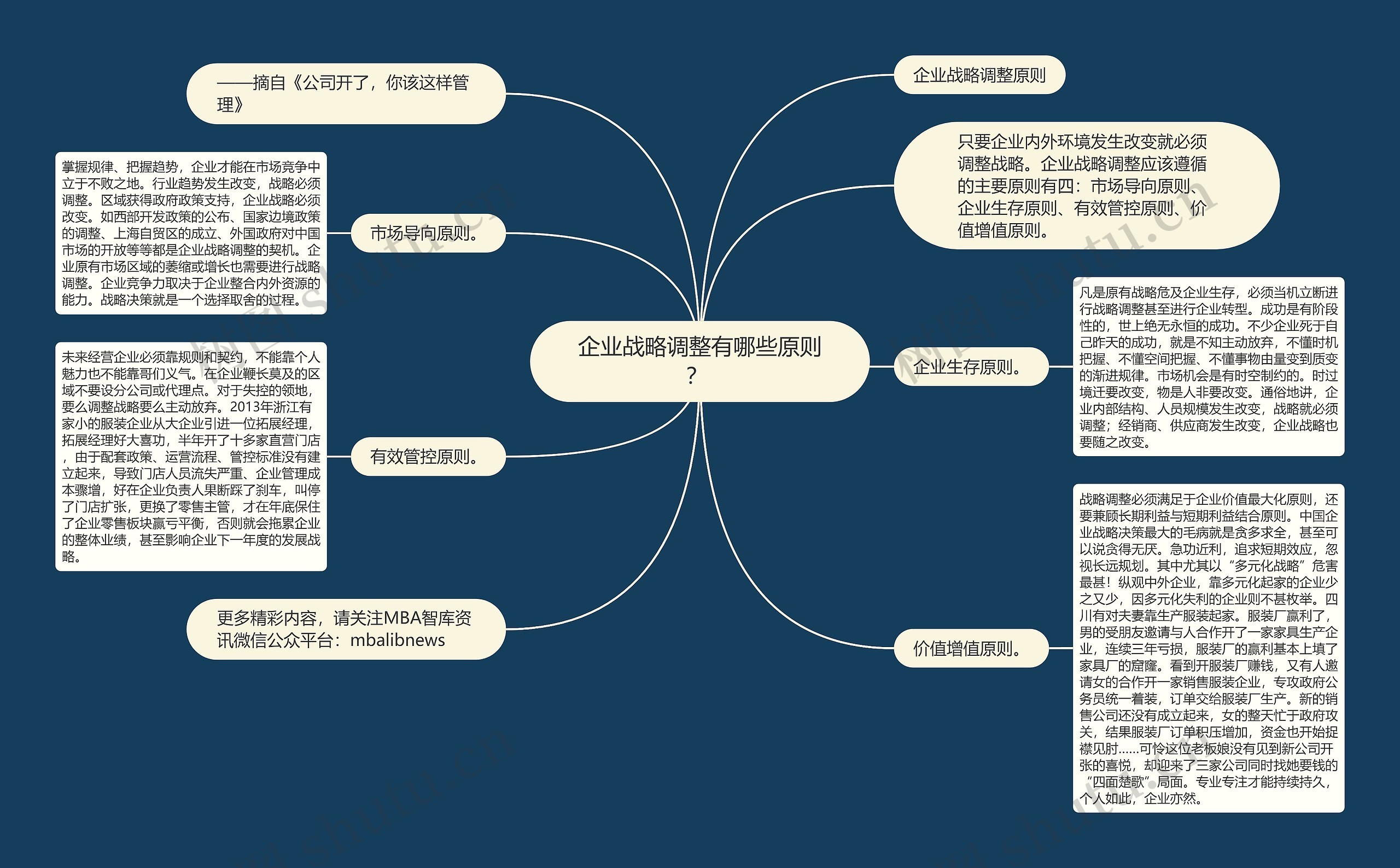 企业战略调整有哪些原则？ 思维导图