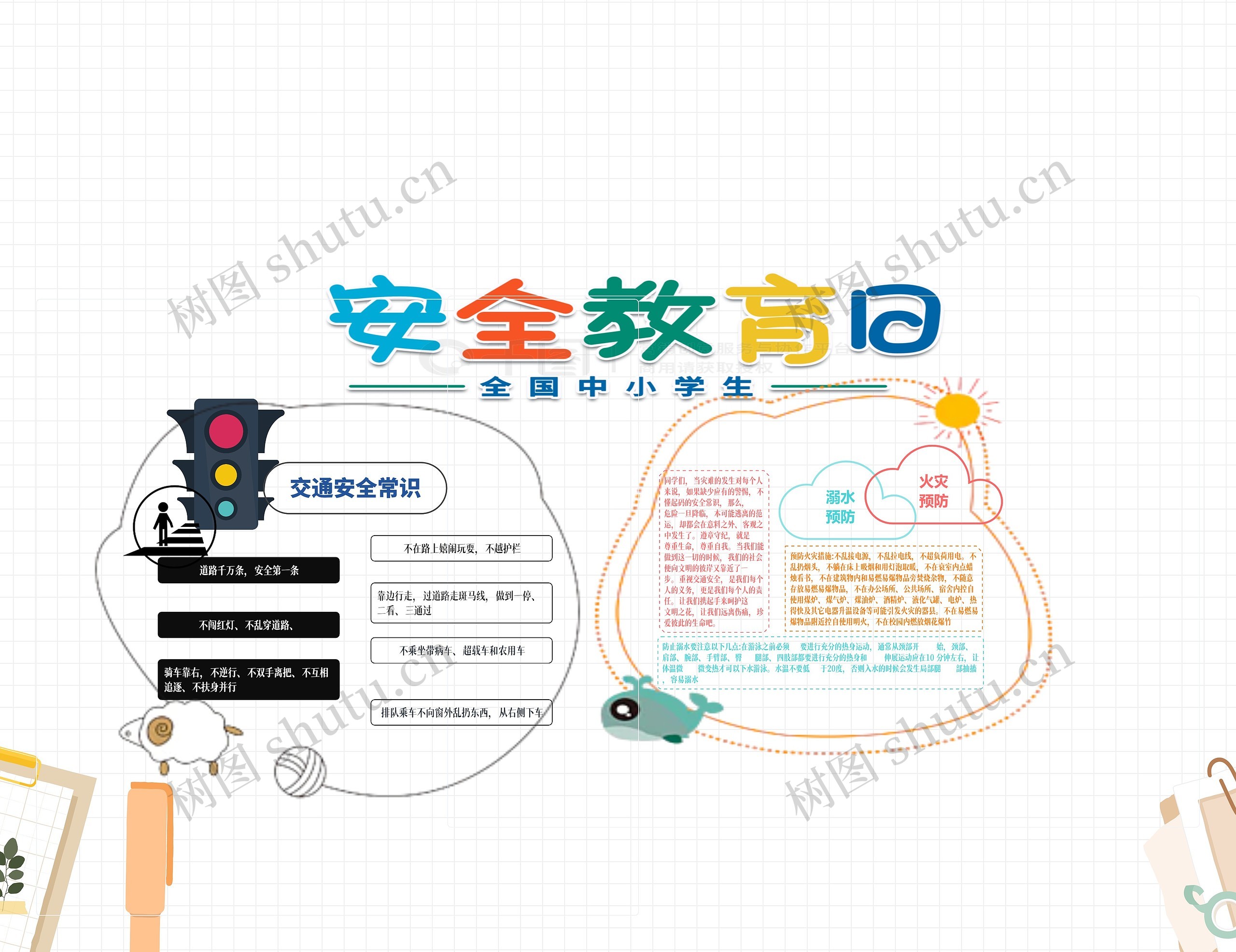 全国中小学生安全教育日手抄报思维导图