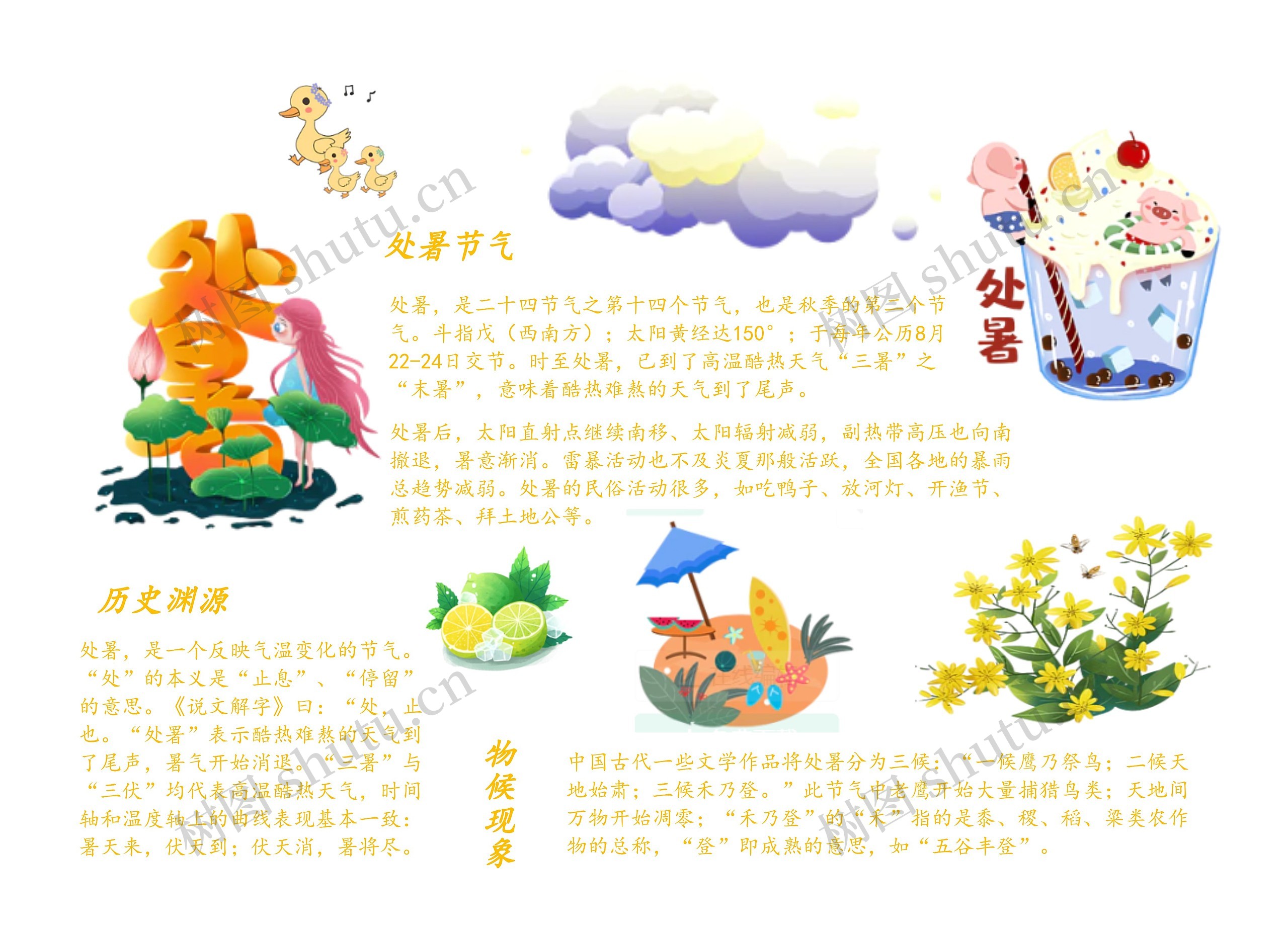 处暑节气手抄报