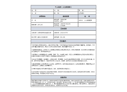 个人简历（人力资源类）