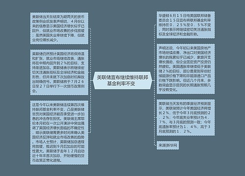 美联储宣布继续维持联邦基金利率不变  