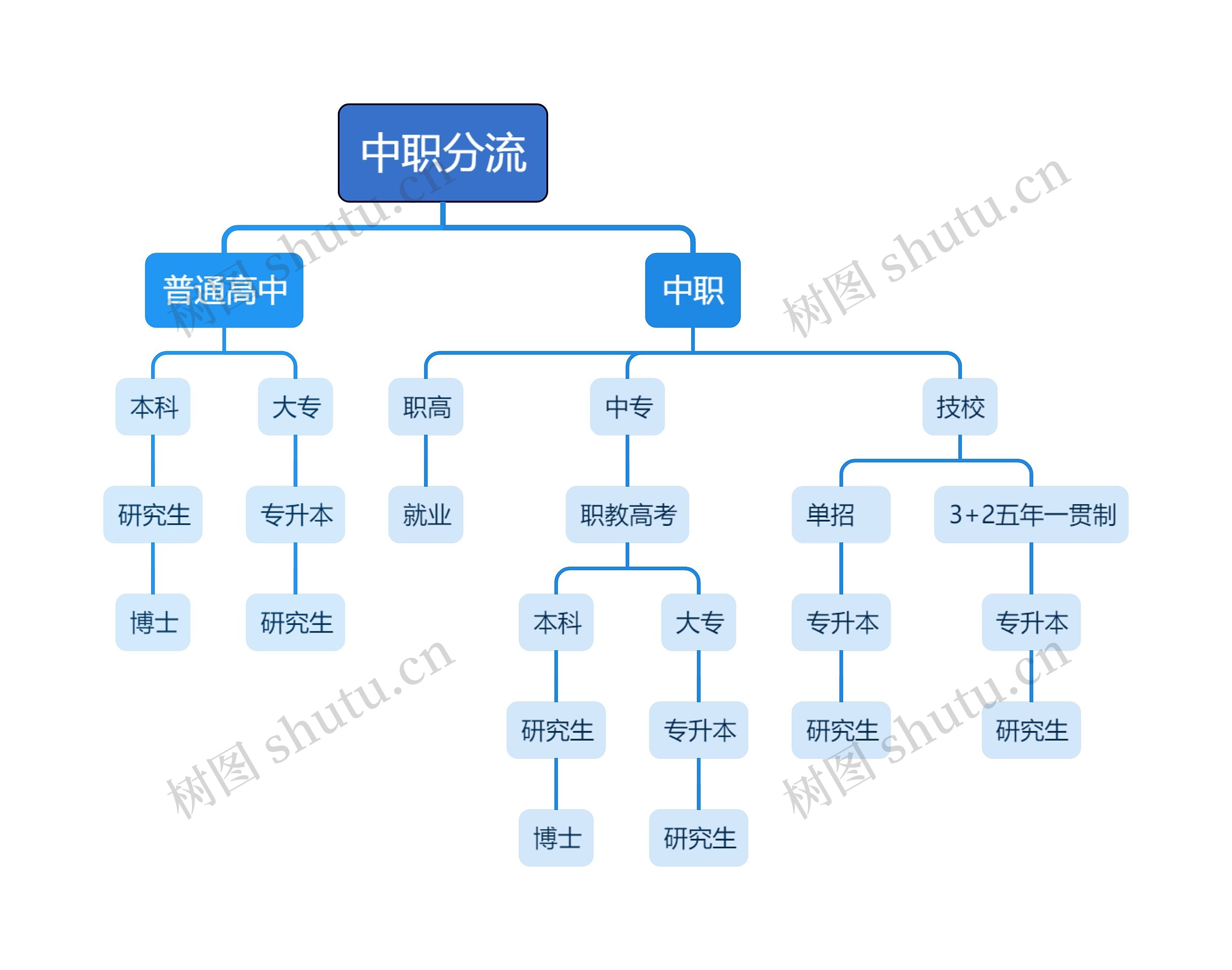 中职分流架构图思维导图