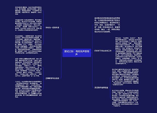 面试之际：有时无声胜有声 