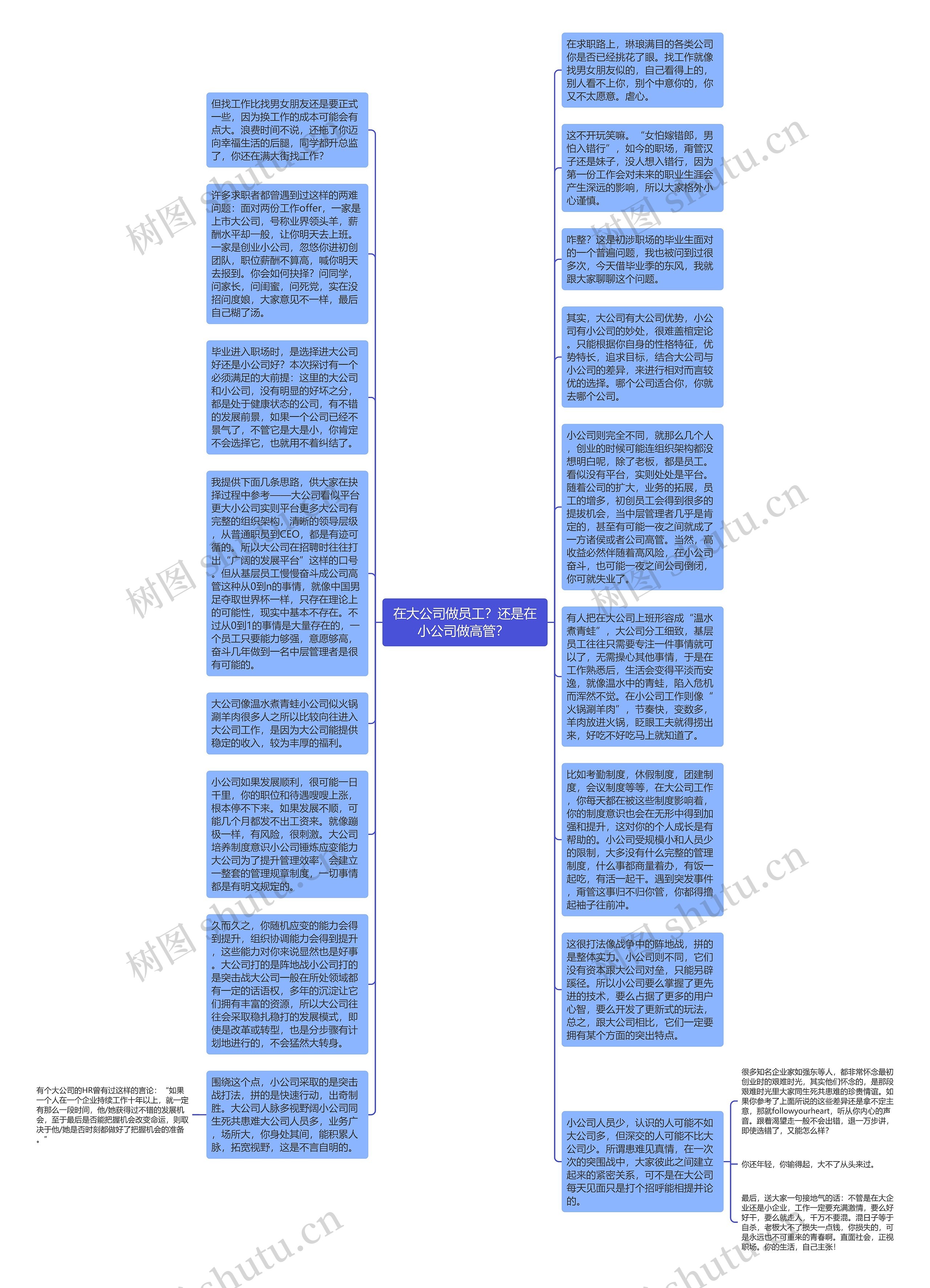 在大公司做员工？还是在小公司做高管？ 思维导图