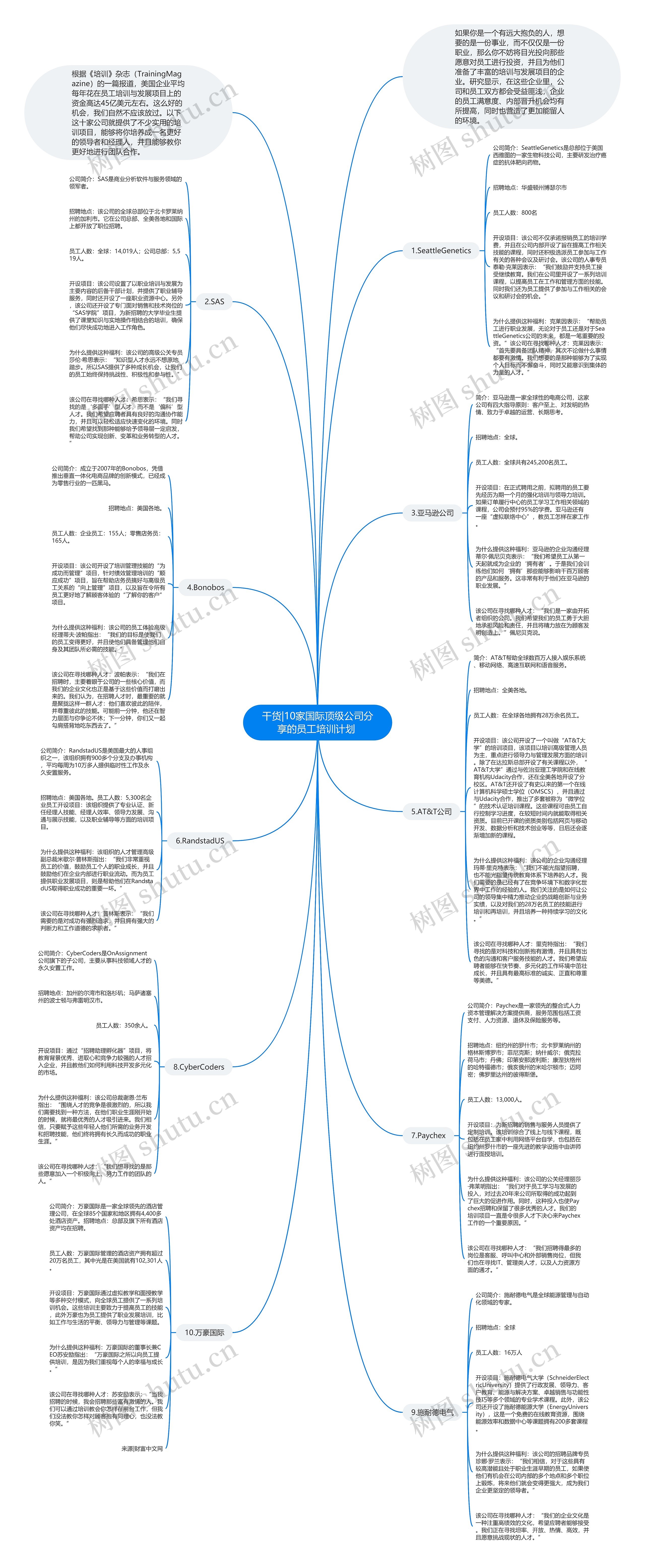 干货|10家国际顶级公司分享的员工培训计划 思维导图