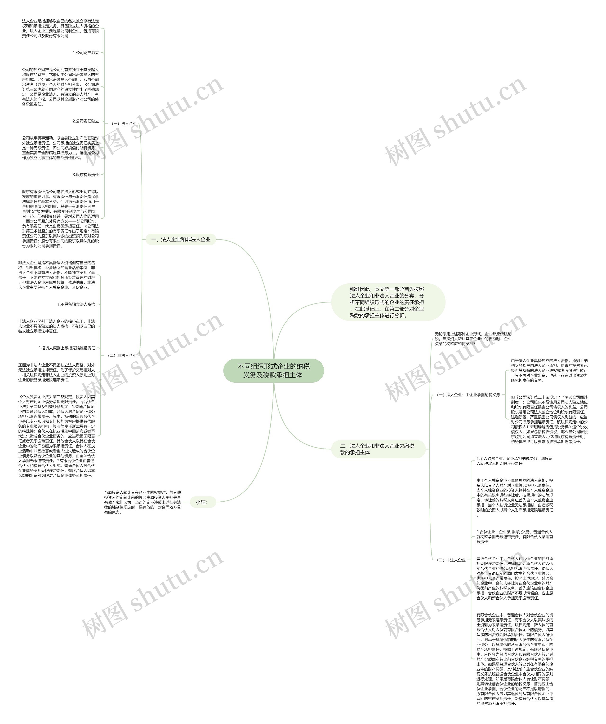 不同组织形式企业的纳税义务及税款承担主体 思维导图