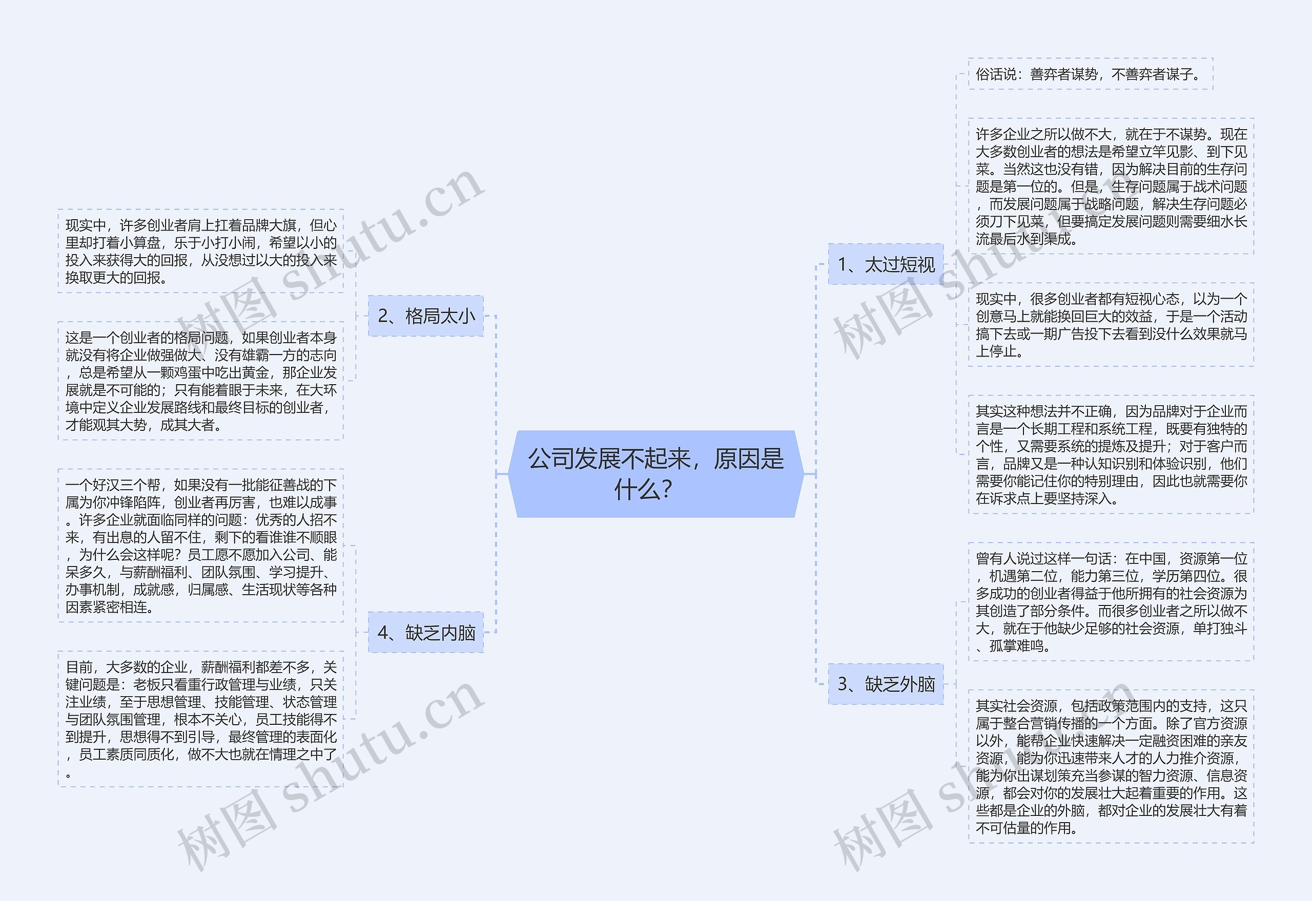 公司发展不起来，原因是什么？  思维导图