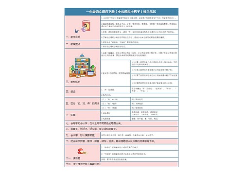 语文课程一年级下册（小公鸡和小鸭子）教学笔记 