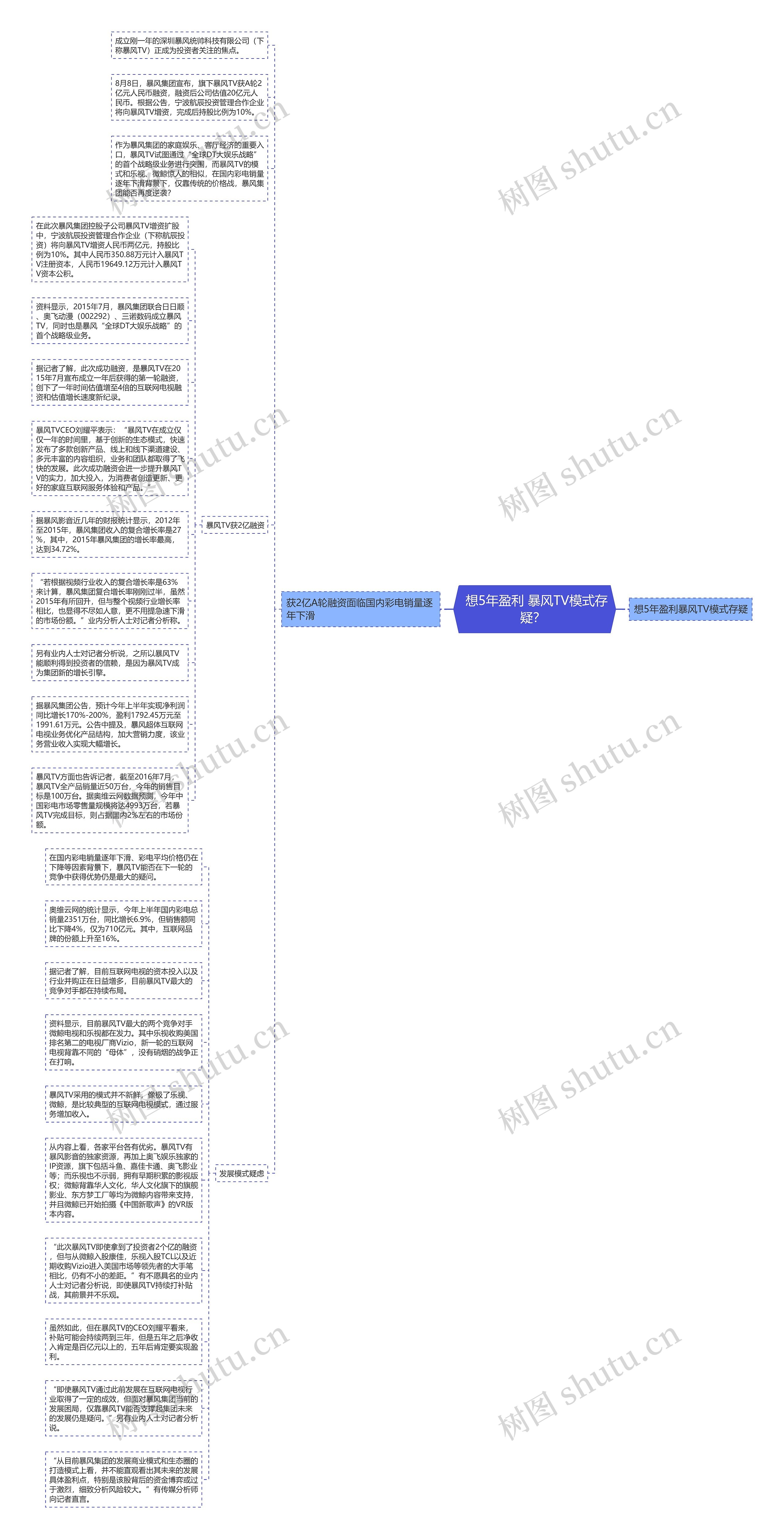  想5年盈利 暴风TV模式存疑？ 思维导图
