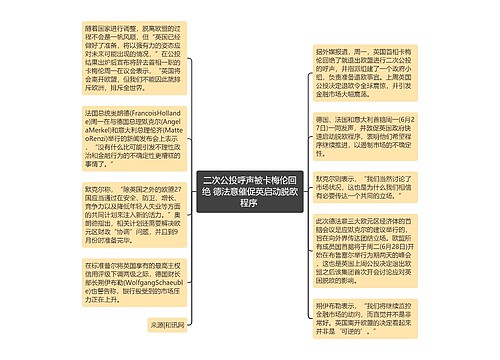 二次公投呼声被卡梅伦回绝 德法意催促英启动脱欧程序 