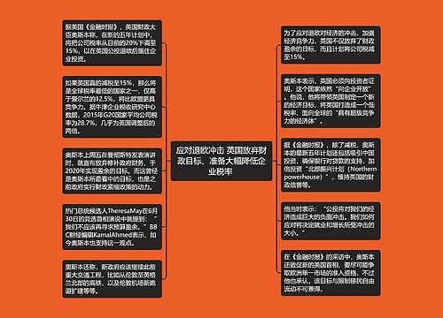 应对退欧冲击 英国放弃财政目标、准备大幅降低企业税率 