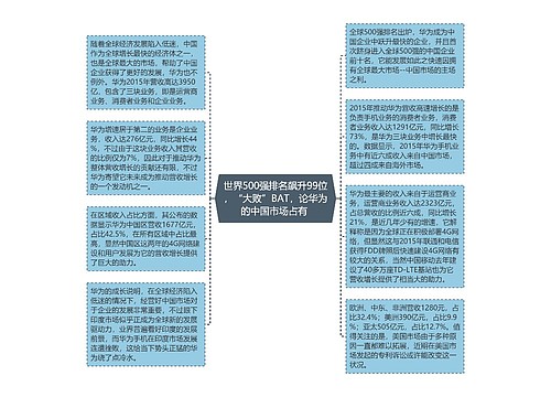 世界500强排名飙升99位，“大败”BAT，论华为的中国市场占有 