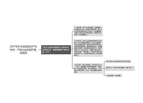 2017年护士资格证妇产科考点：产后大出血的护理