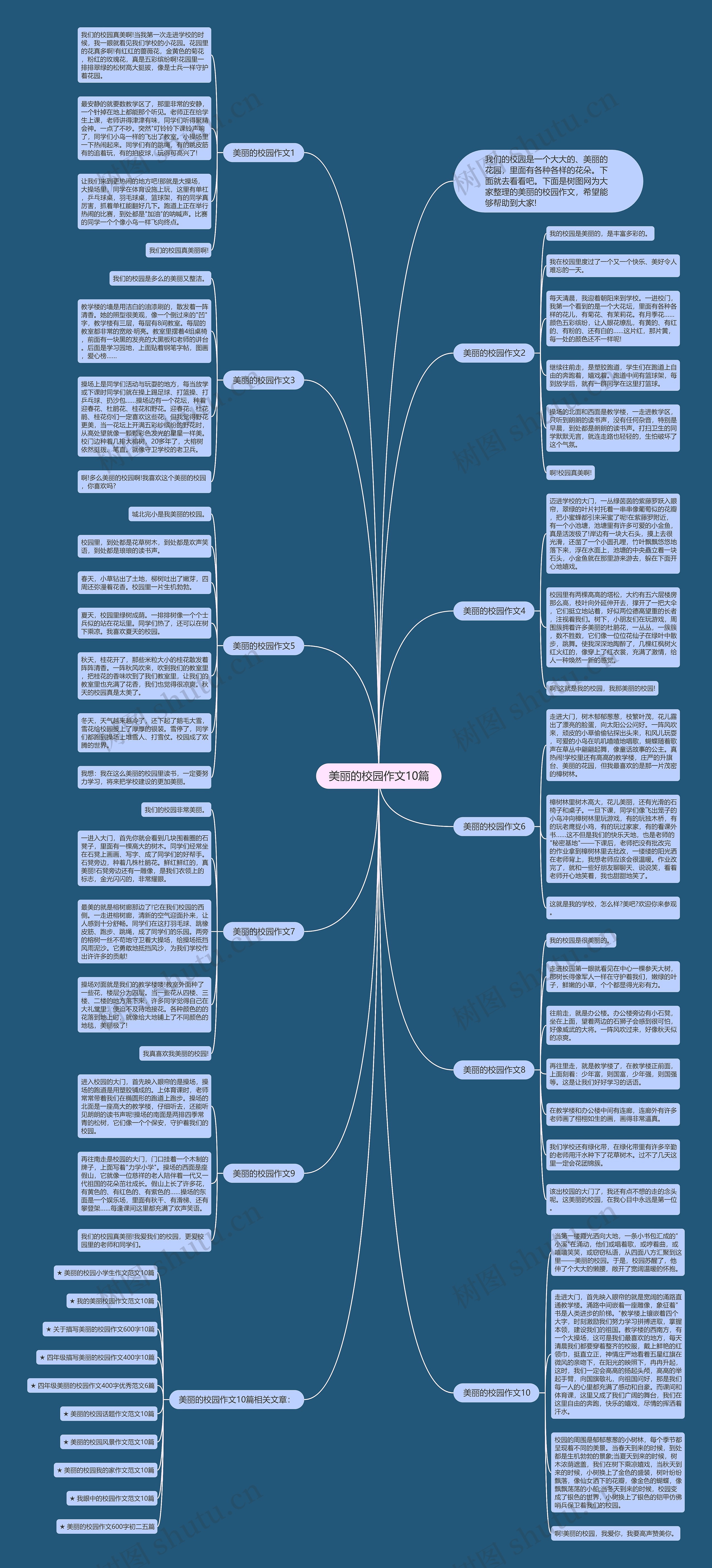 美丽的校园作文10篇思维导图