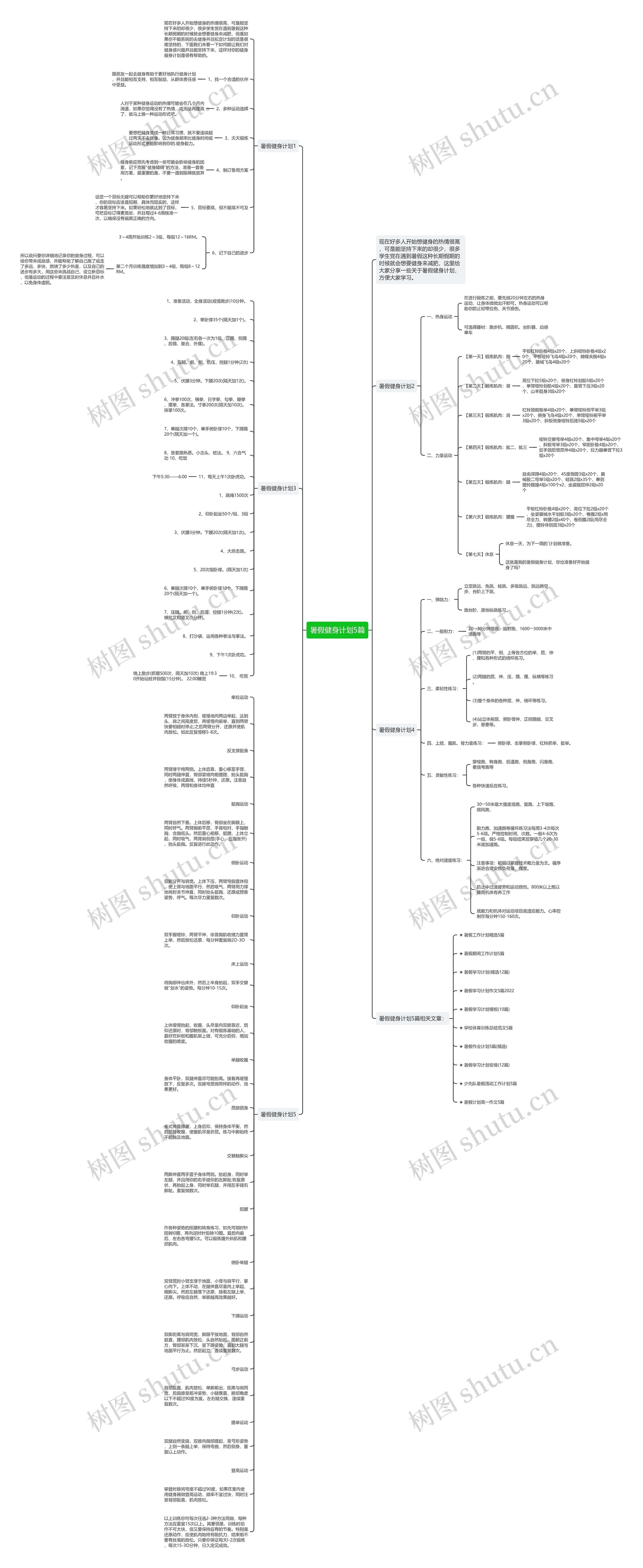 暑假健身计划5篇思维导图