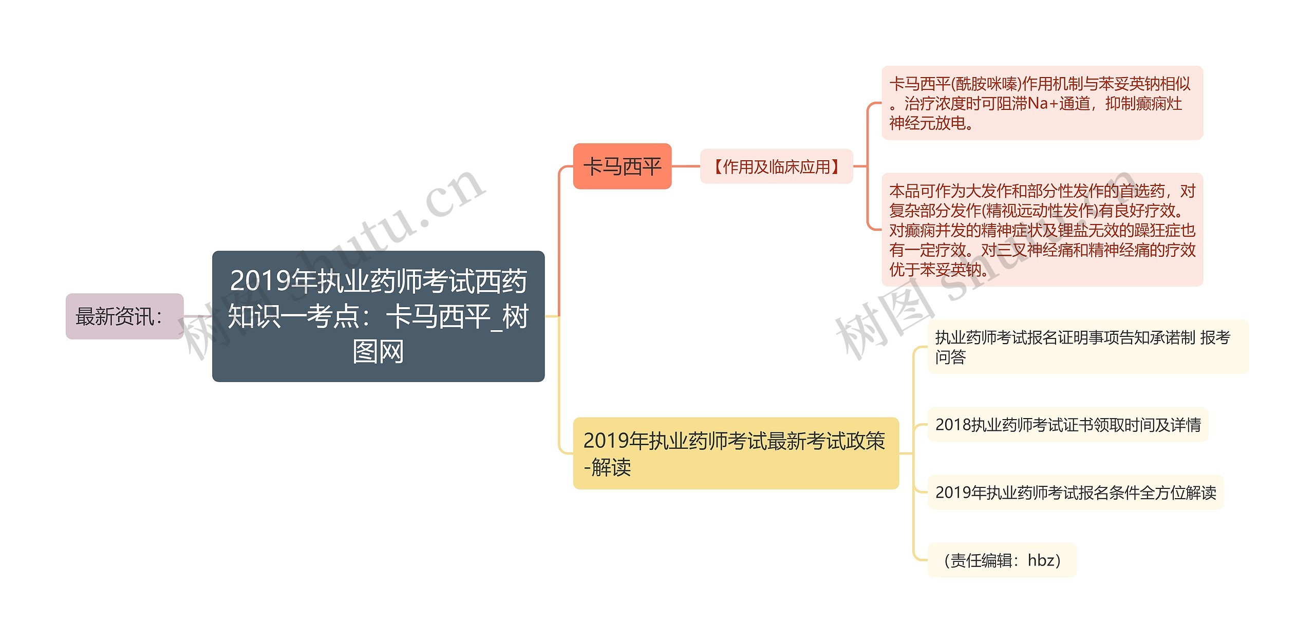 2019年执业药师考试西药知识一考点：卡马西平思维导图