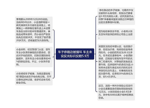 车子停路边被撞坏 车主未设反光标识反赔5.9万