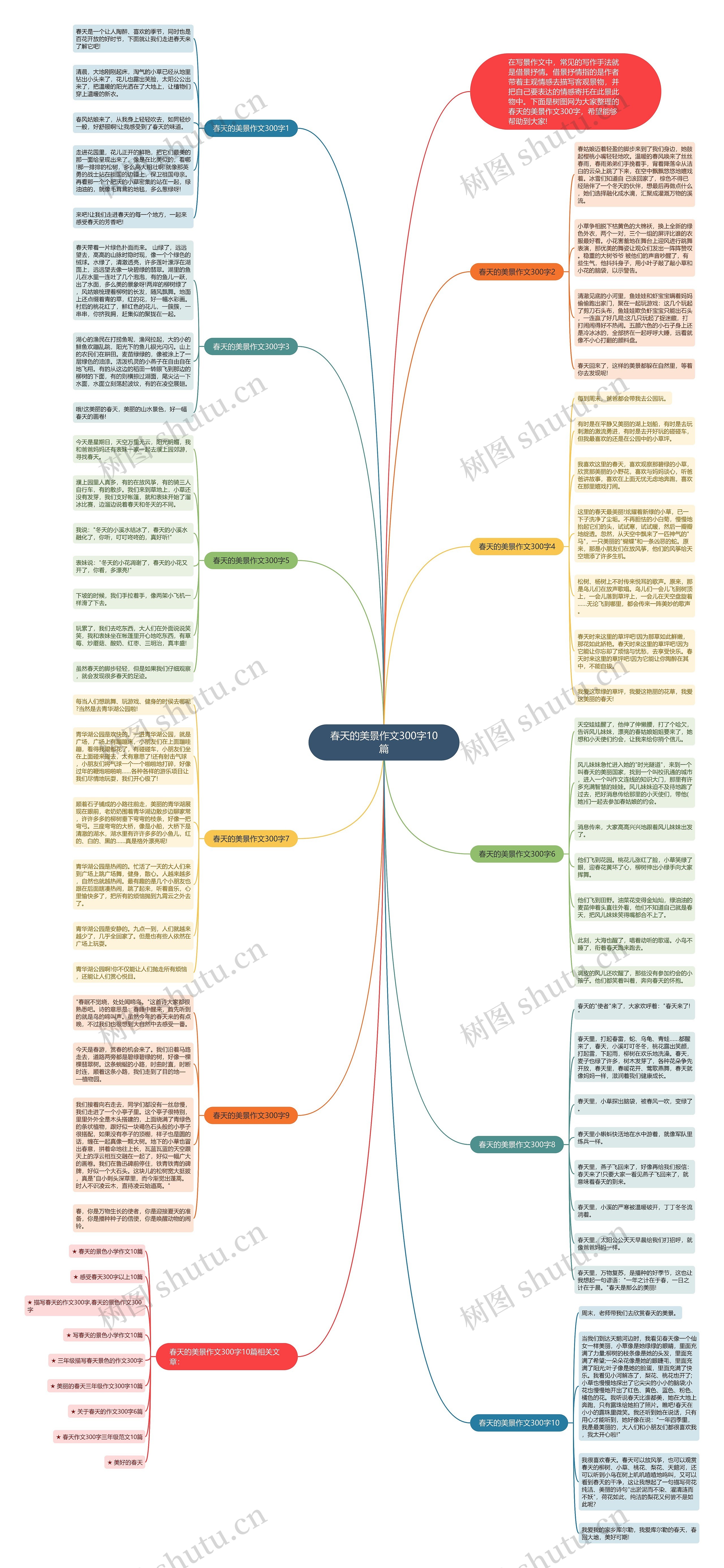 春天的美景作文300字10篇思维导图