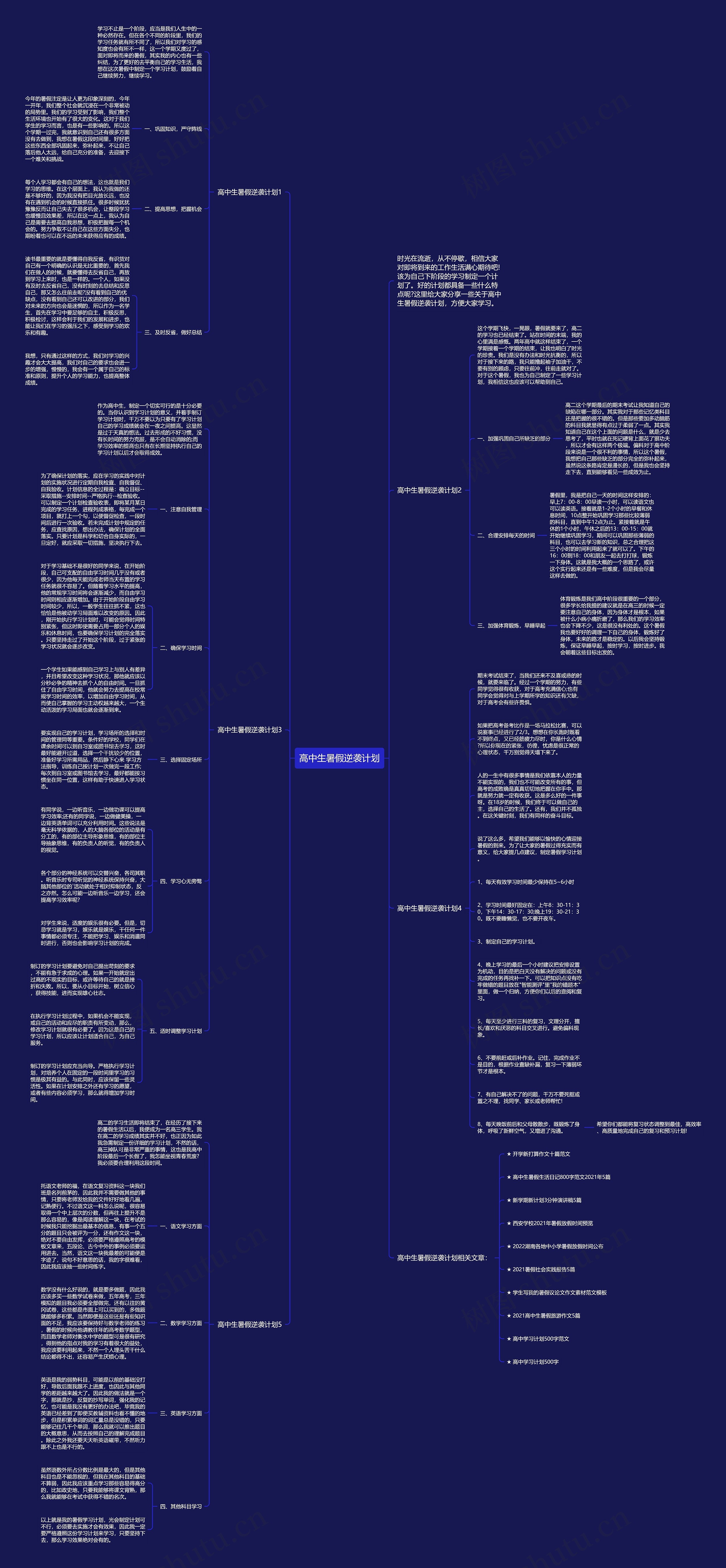 高中生暑假逆袭计划思维导图