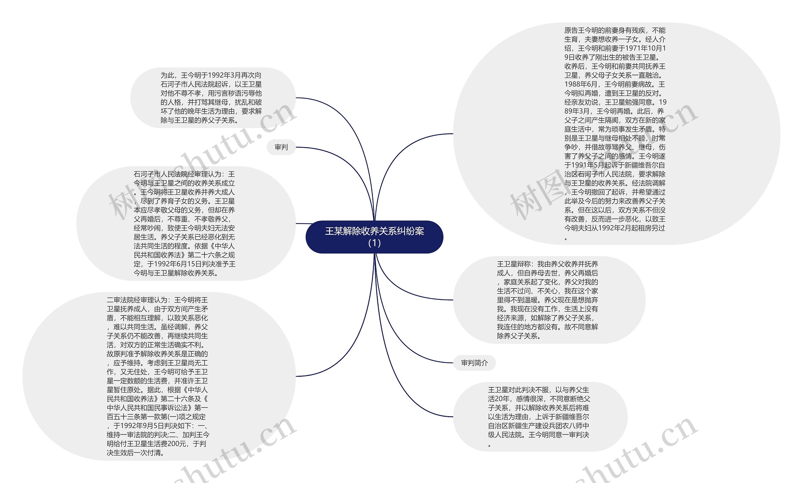 王某解除收养关系纠纷案(1)思维导图高清图 王某解除收养关系纠纷案(1)思维导图