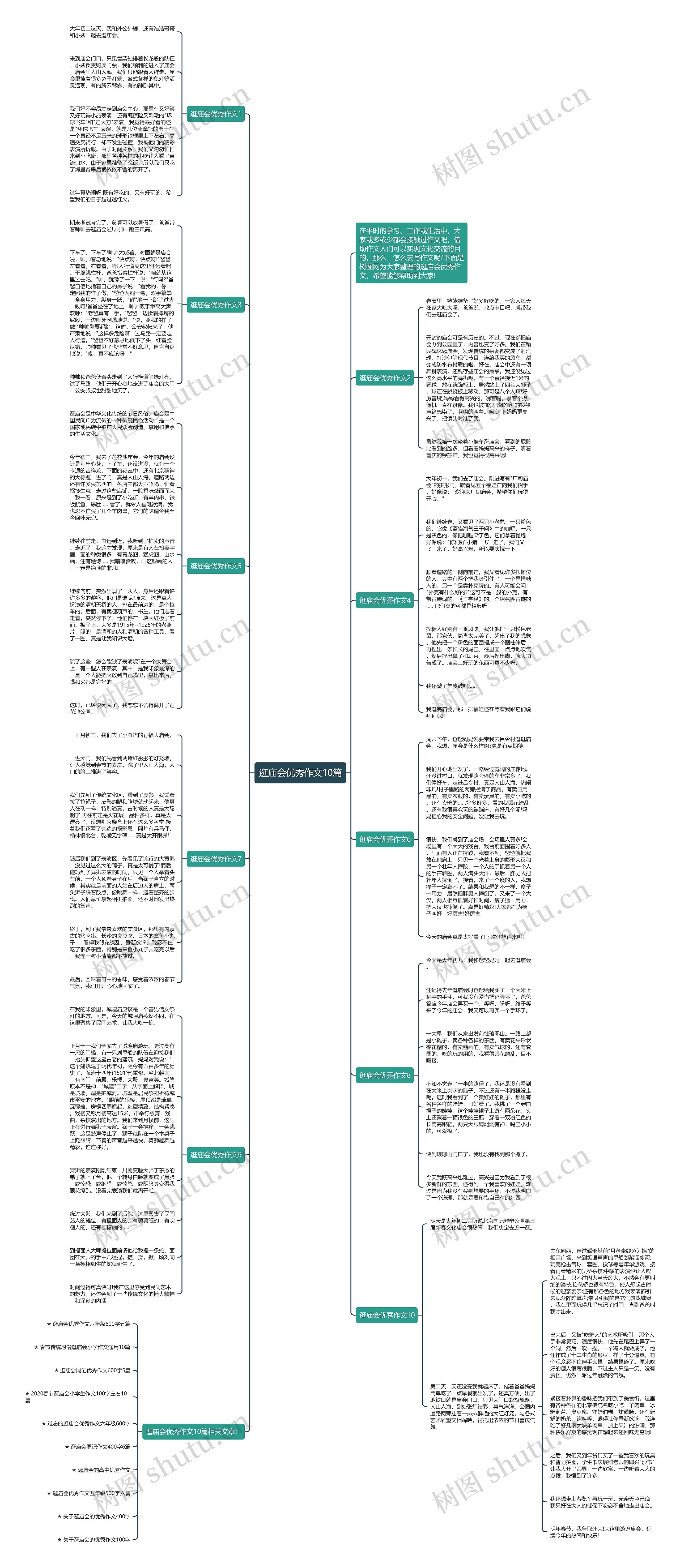 逛庙会优秀作文10篇思维导图