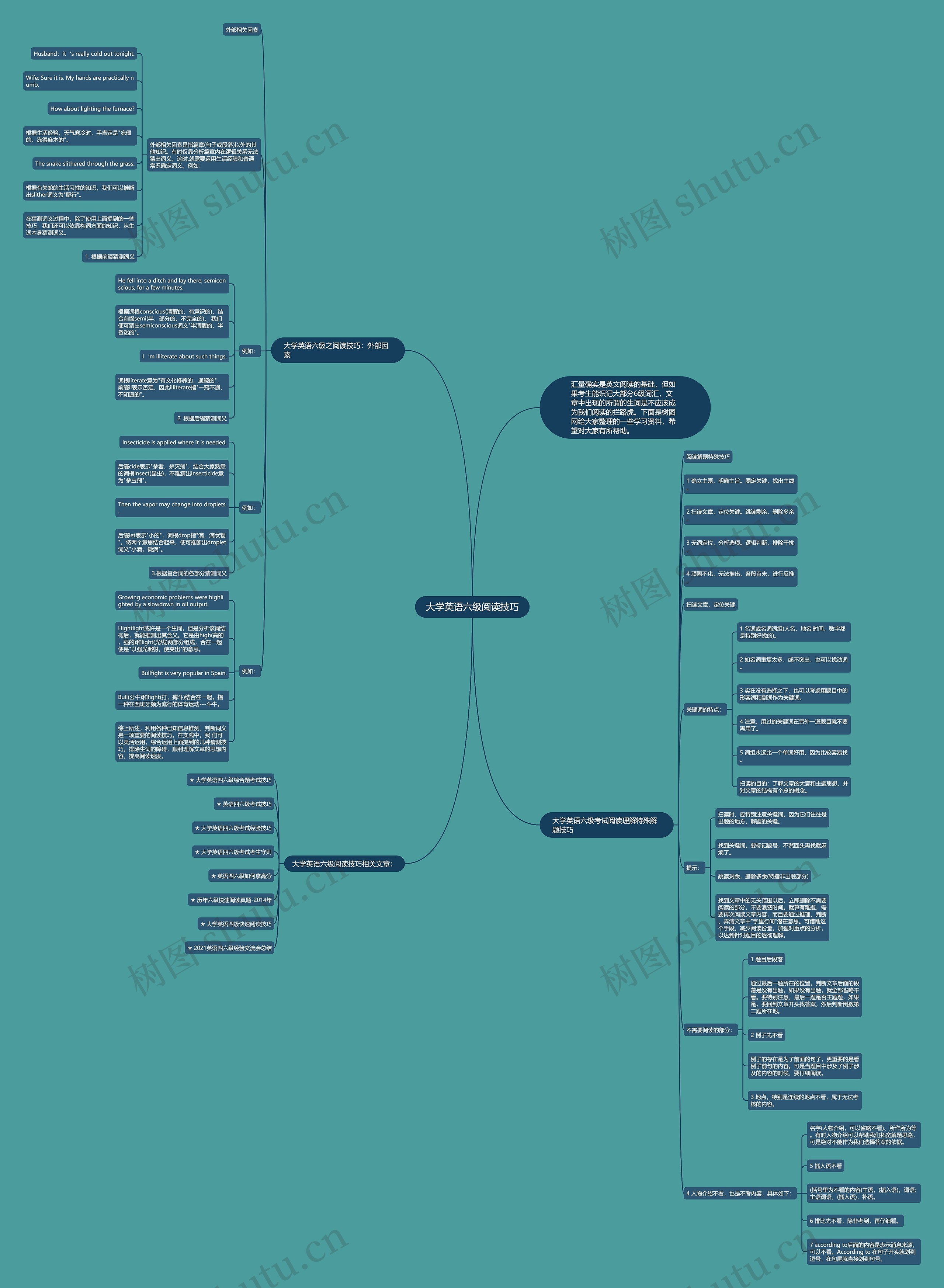 大学英语六级阅读技巧思维导图