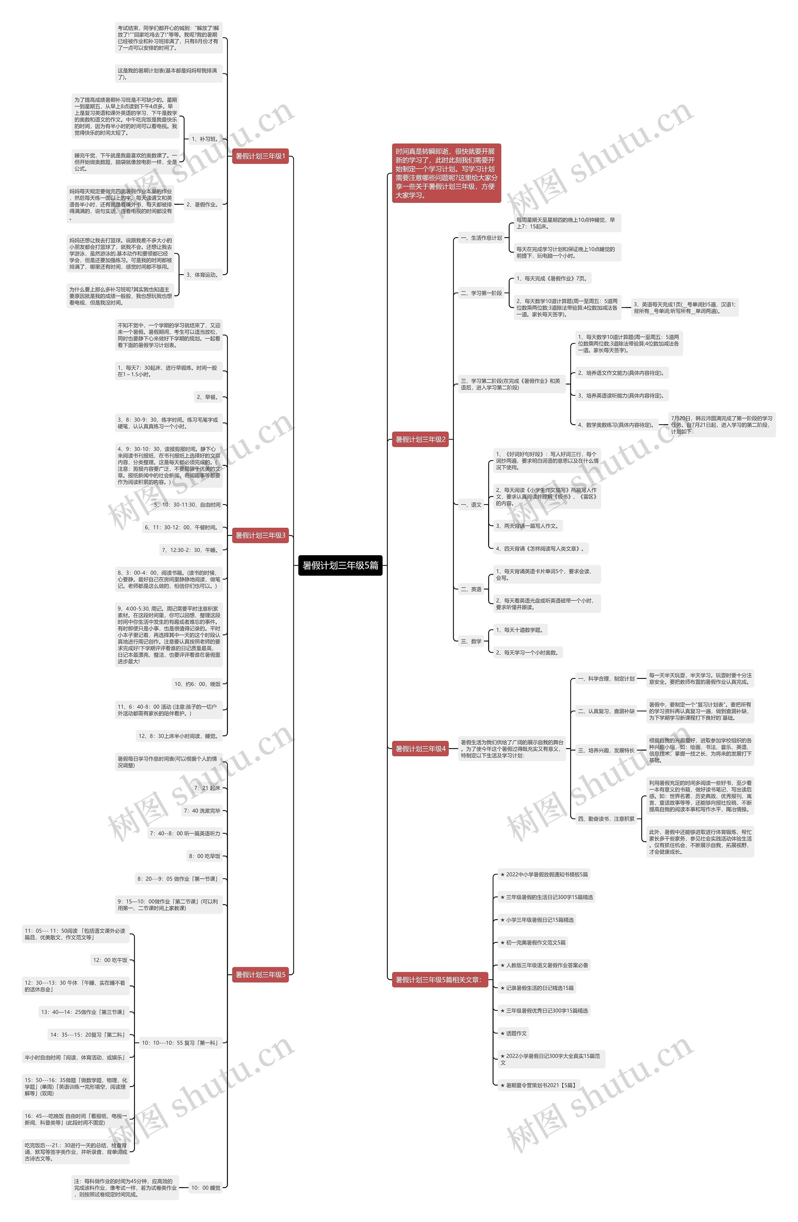 暑假计划三年级5篇思维导图