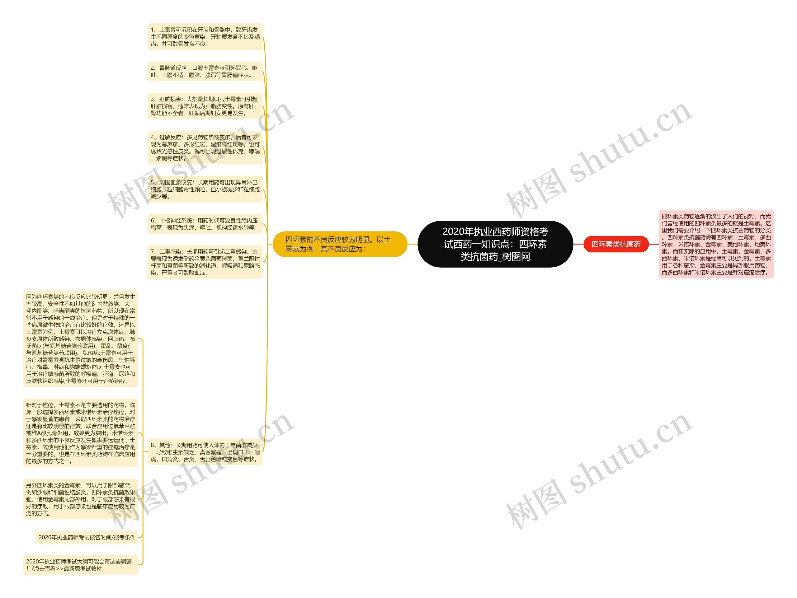 2020年执业西药师资格考试西药一知识点：四环素类抗菌药思维导图