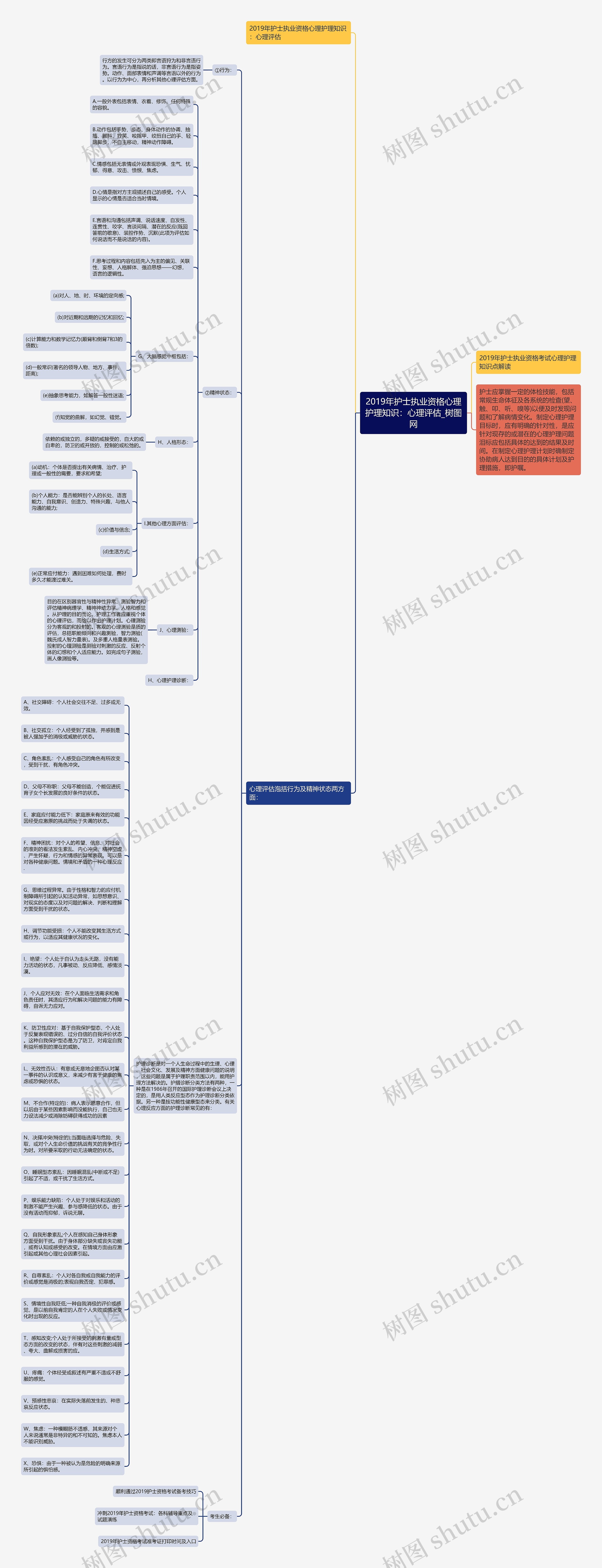 2019年护士执业资格心理护理知识：心理评估思维导图