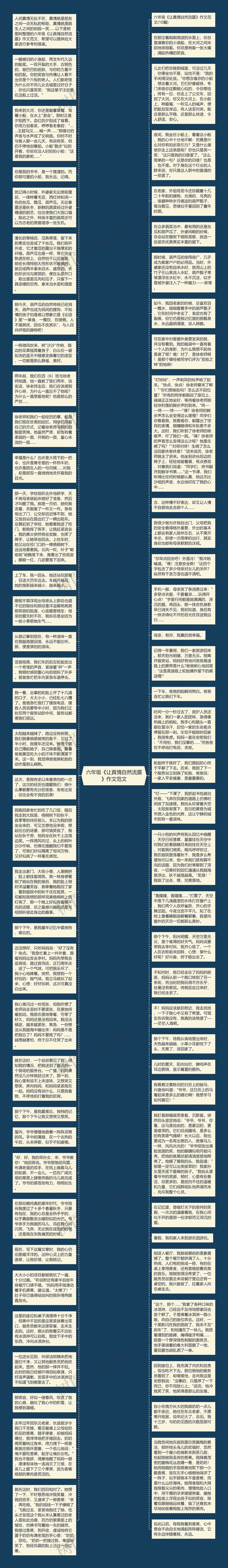 六年级《让真情自然流露》作文范文思维导图