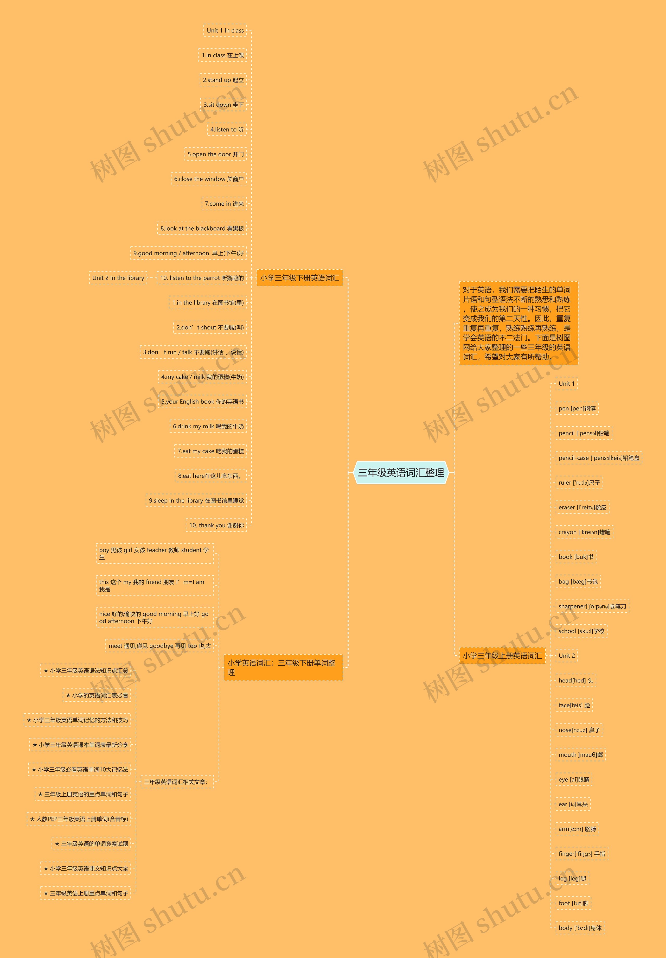 三年级英语词汇整理思维导图