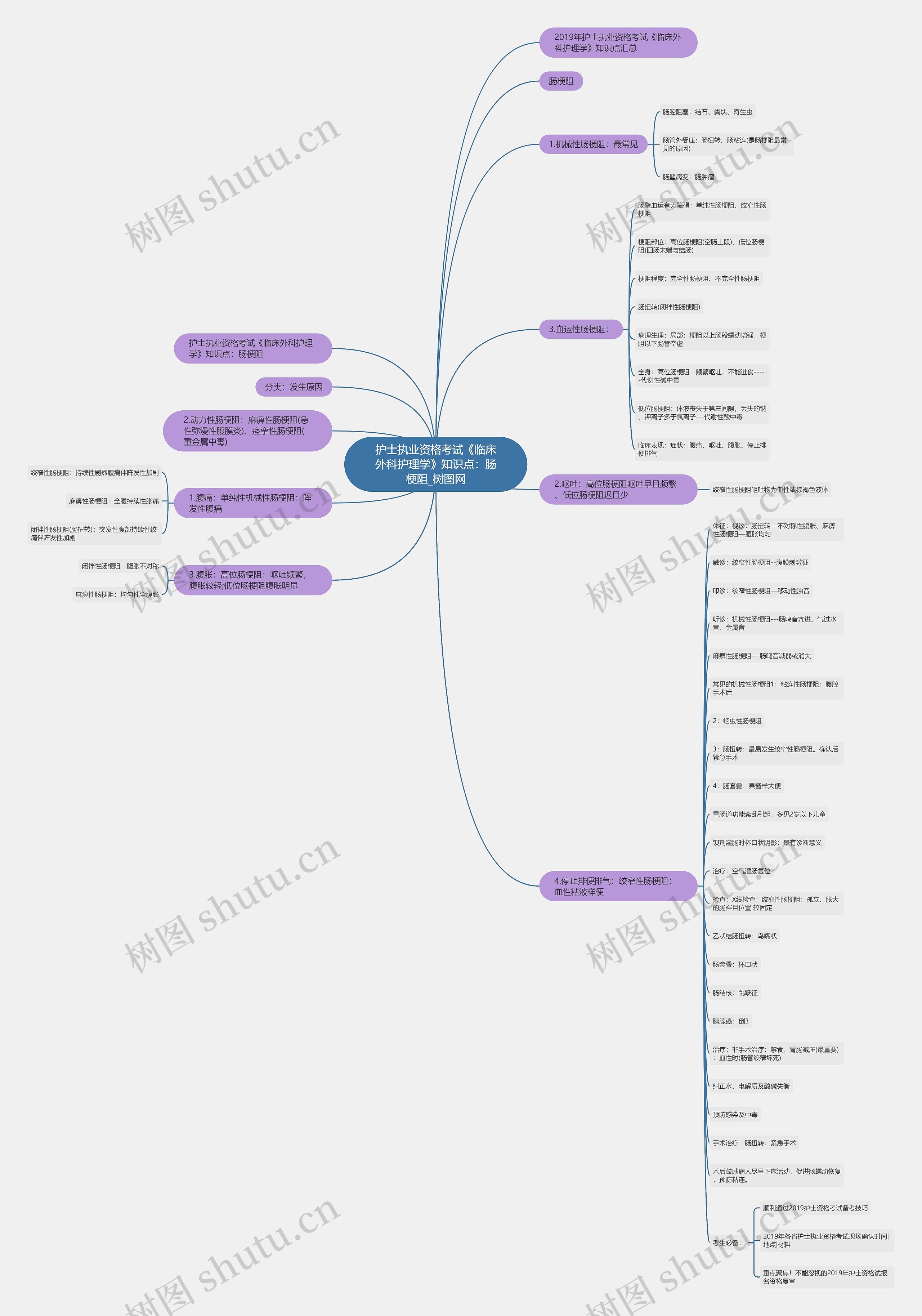 护士执业资格考试《临床外科护理学》知识点：肠梗阻思维导图
