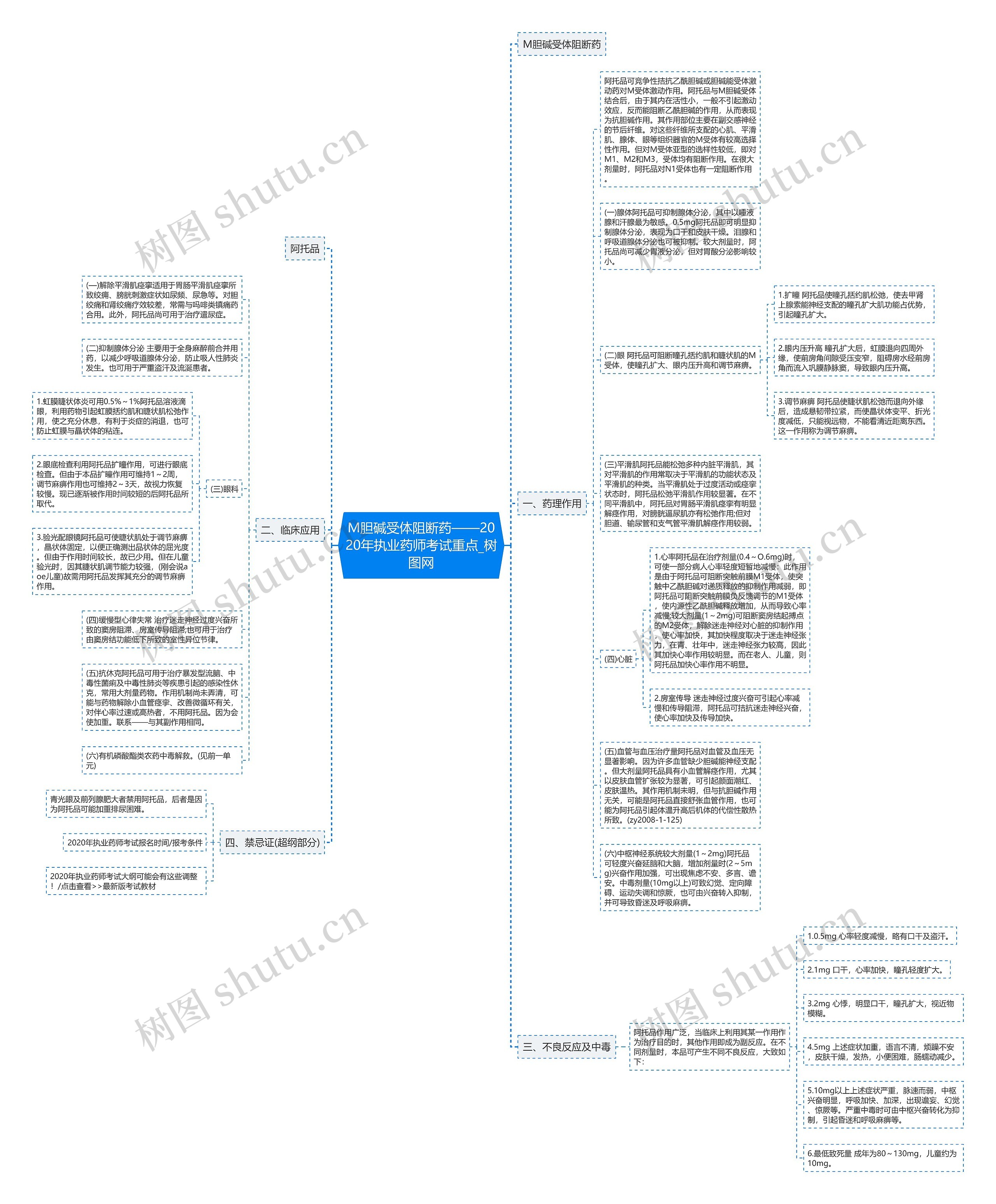 M胆碱受体阻断药——2020年执业药师考试重点思维导图