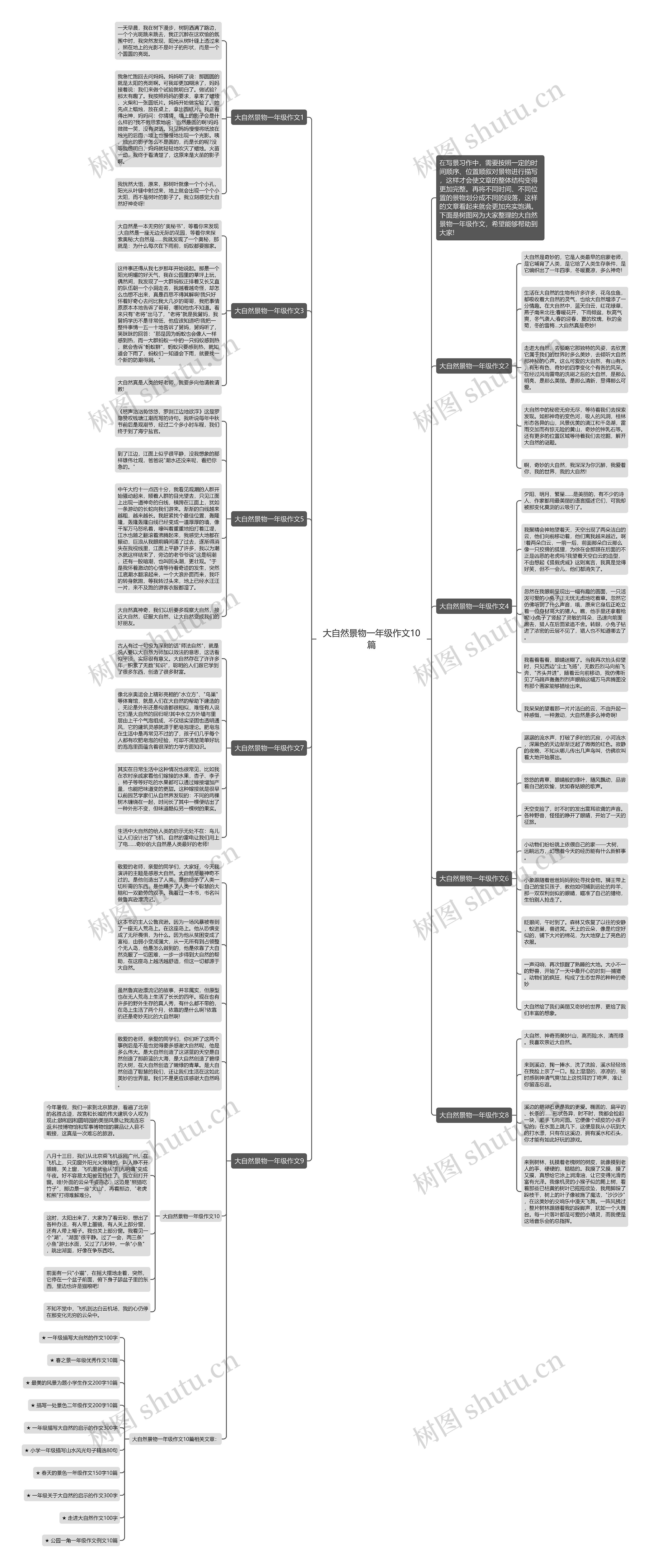 大自然景物一年级作文10篇思维导图